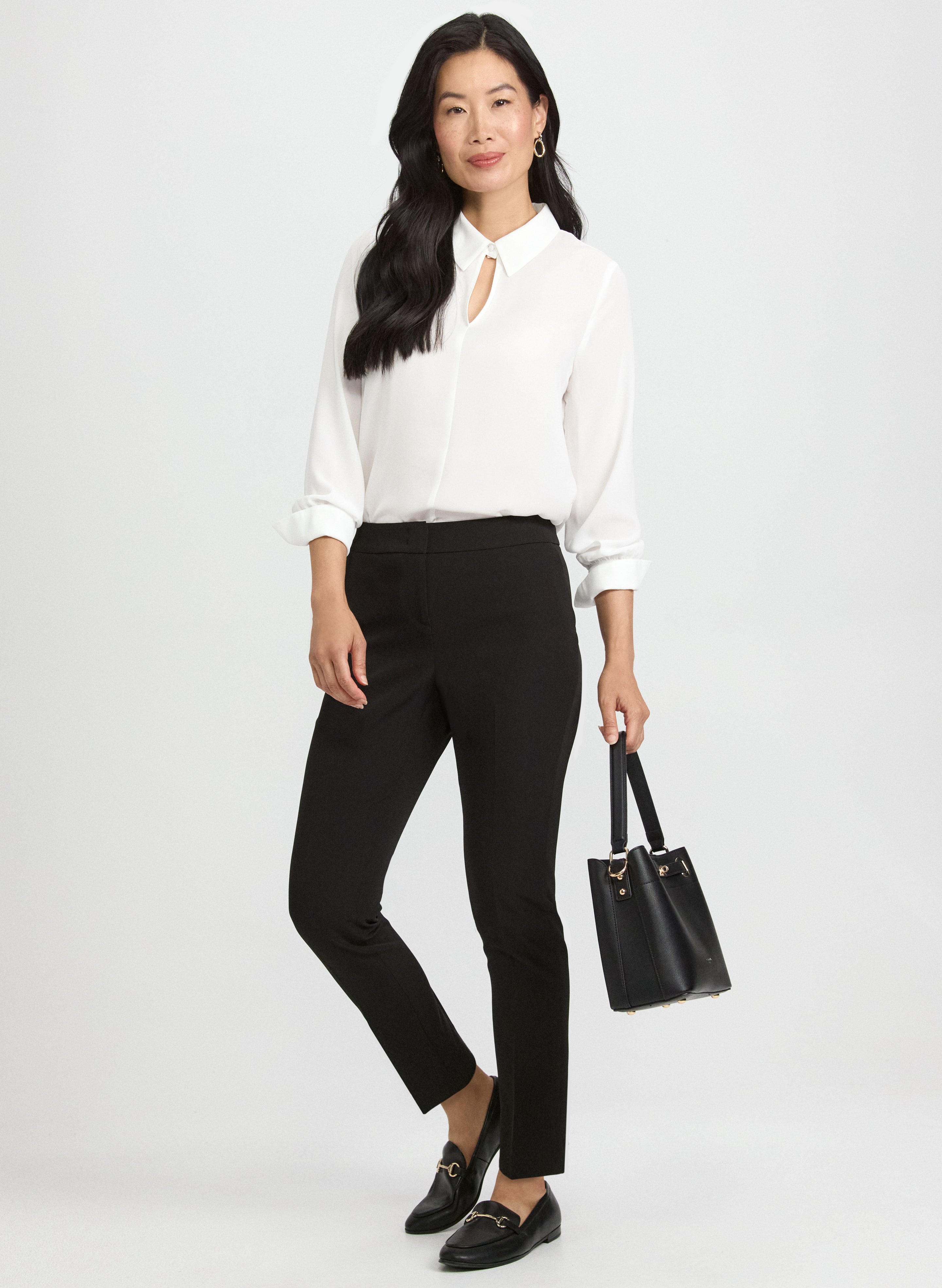 Crepe Keyhole Blouse