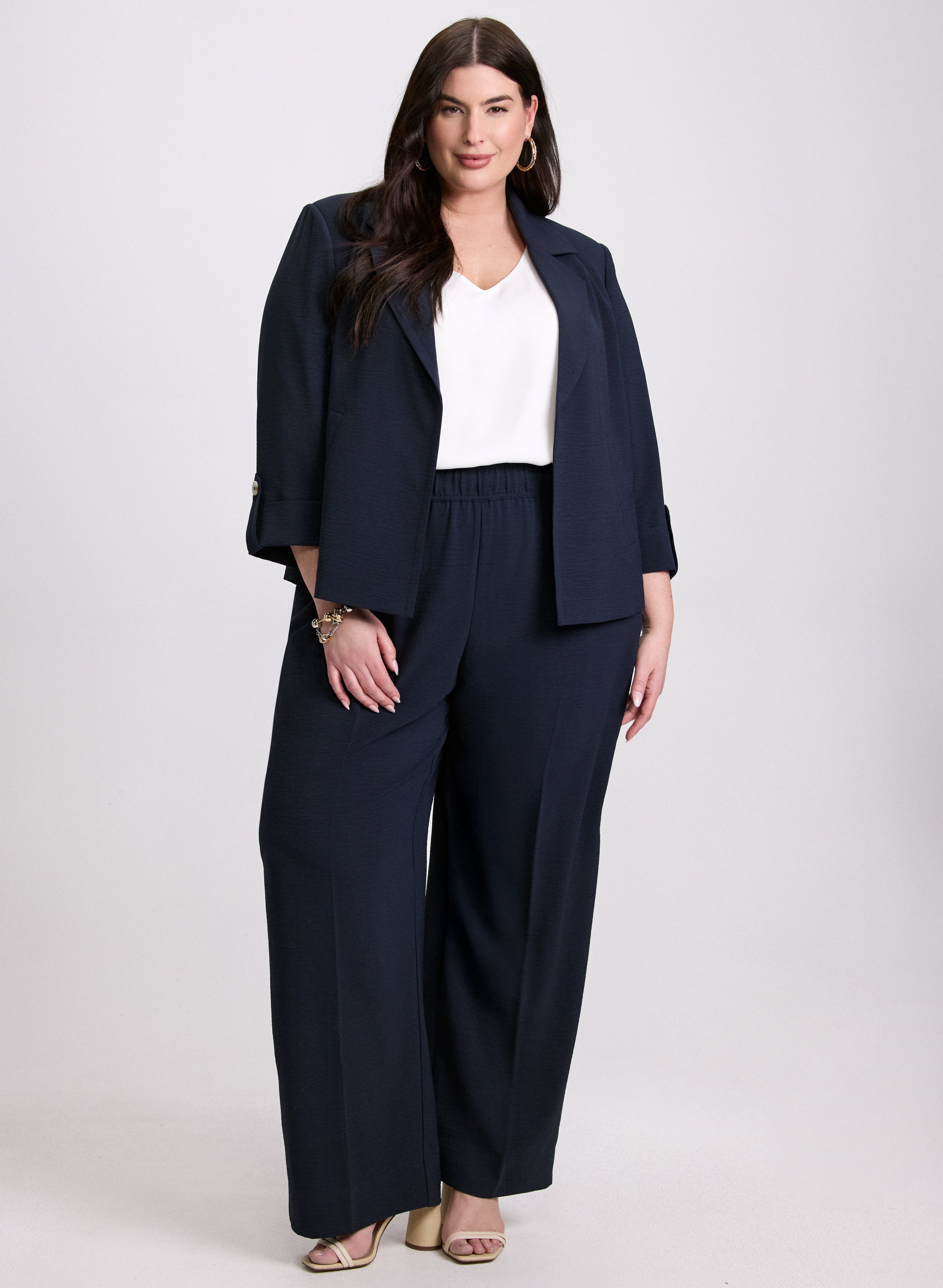 Crinkled Wide-Leg Pants