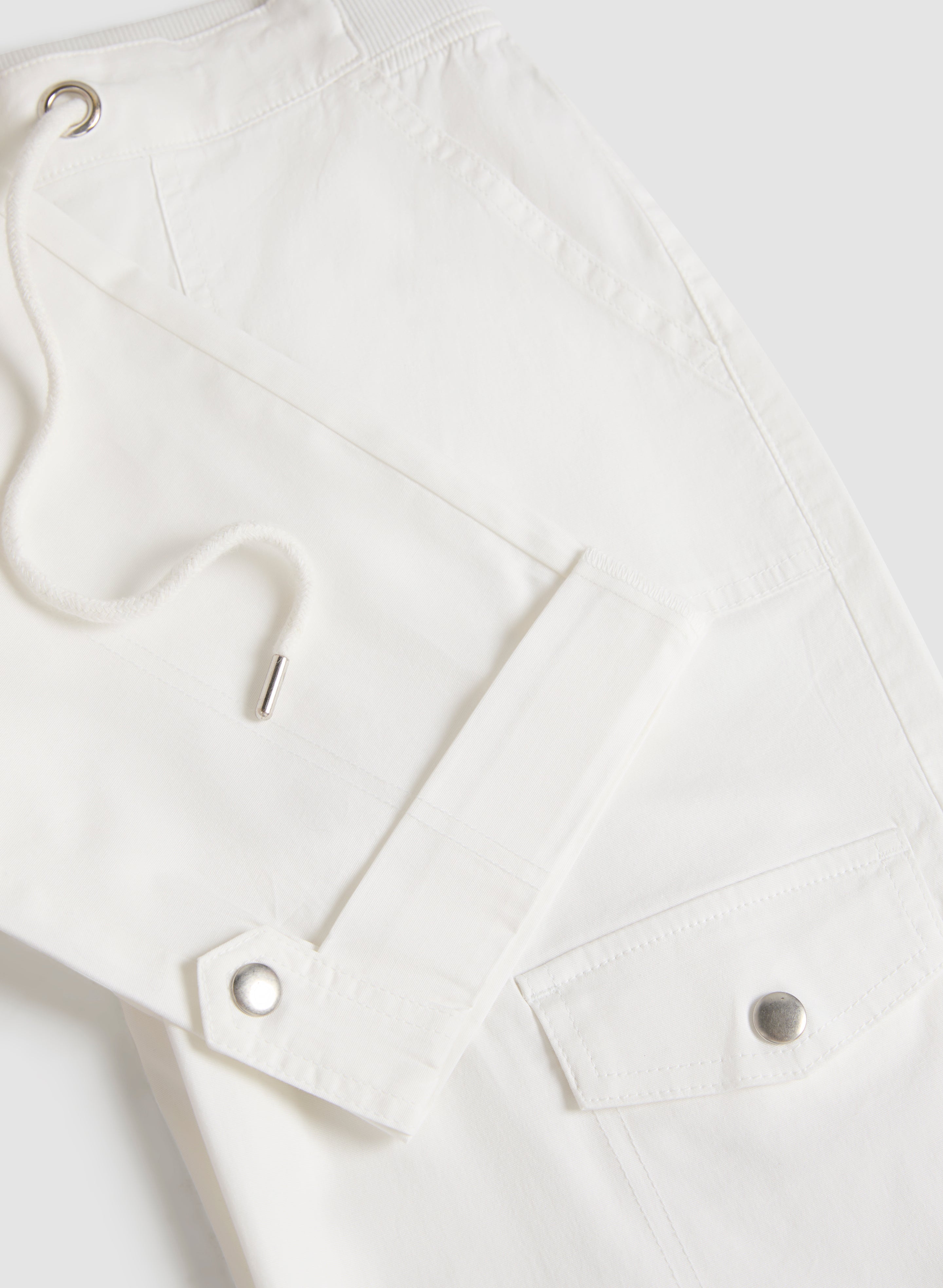 Cotton Drawstring Waist Cargo Capris