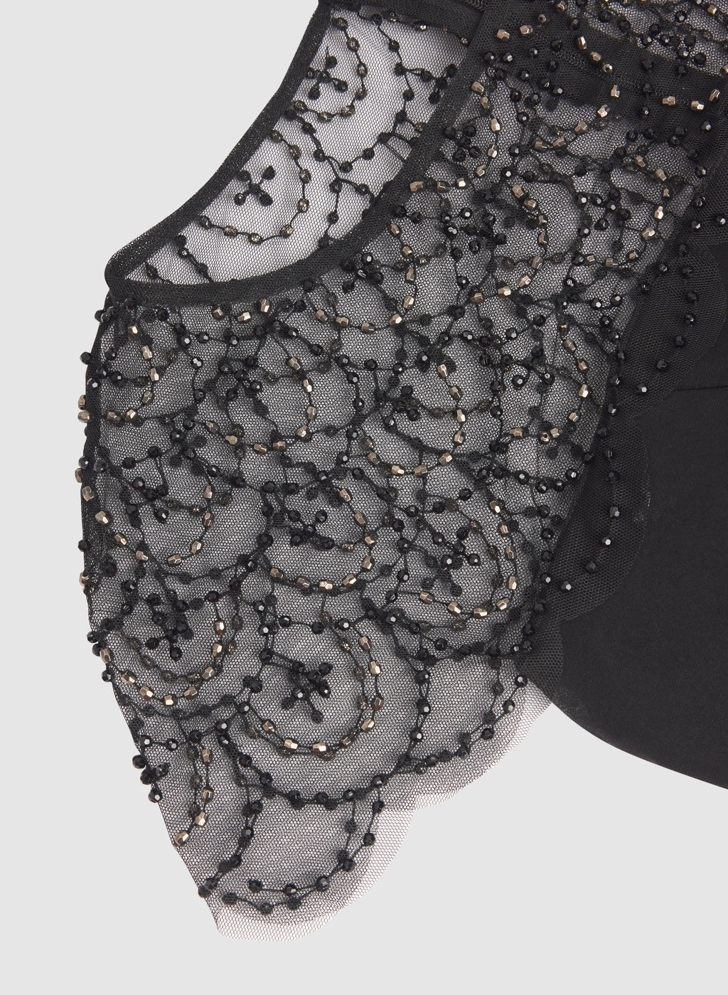 Beaded Mesh Yoke Dress