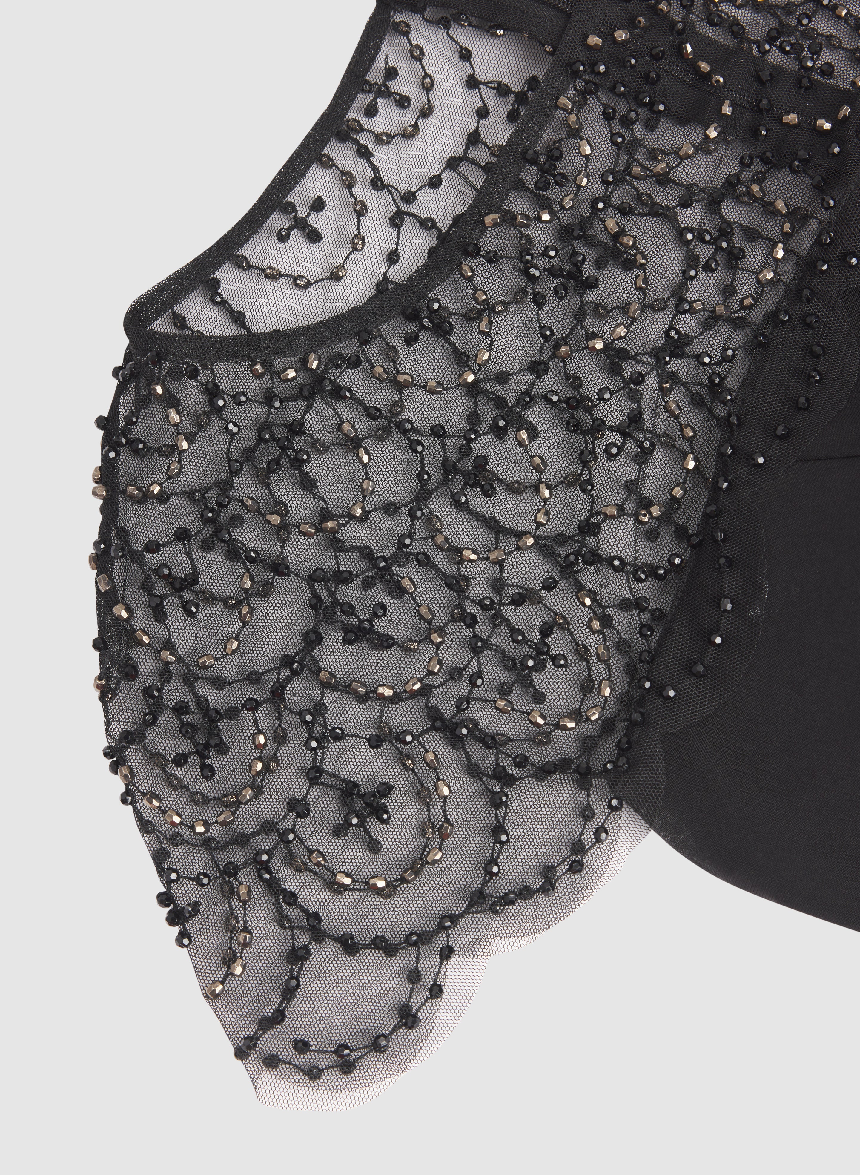 Beaded Mesh Yoke Dress