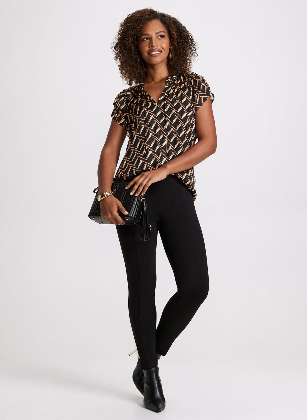 Chloe Enamel Button Hem Leggings - Regular