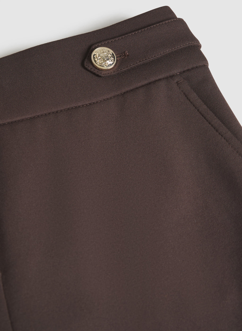 Ava Buttoned-Tab Straight-Leg Pants