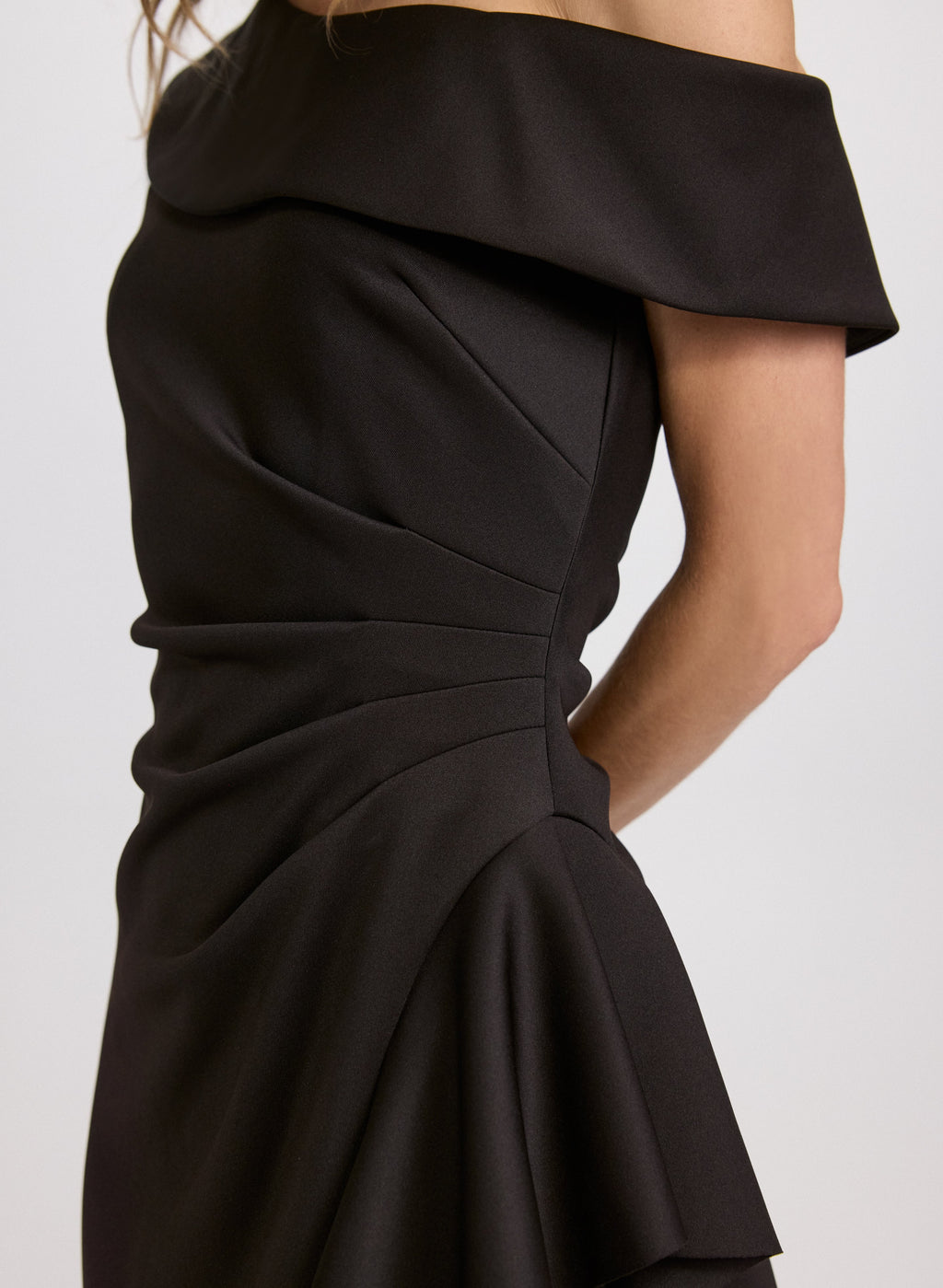 Asymmetric Waterfall Ruffle Dress