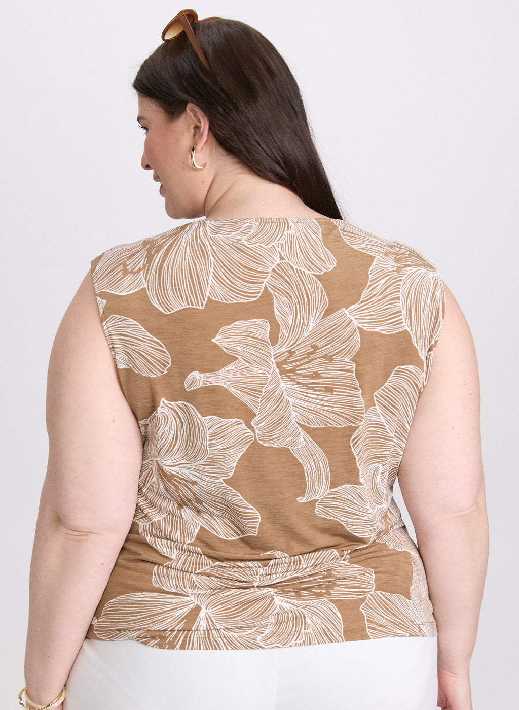 Cowl-Neck Floral Print Top