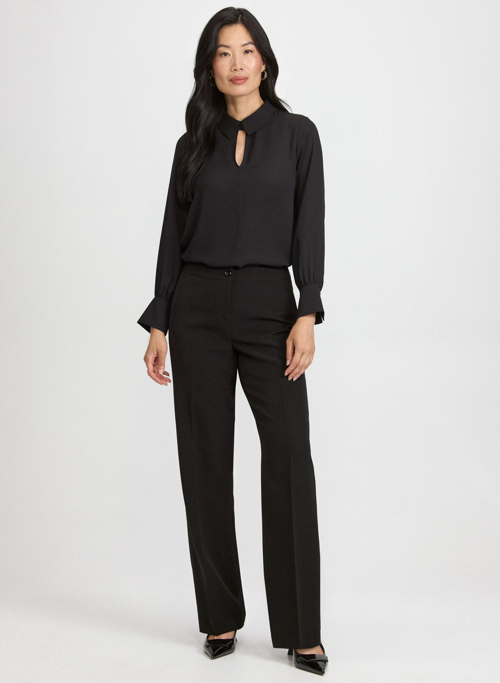 Crepe Keyhole Blouse