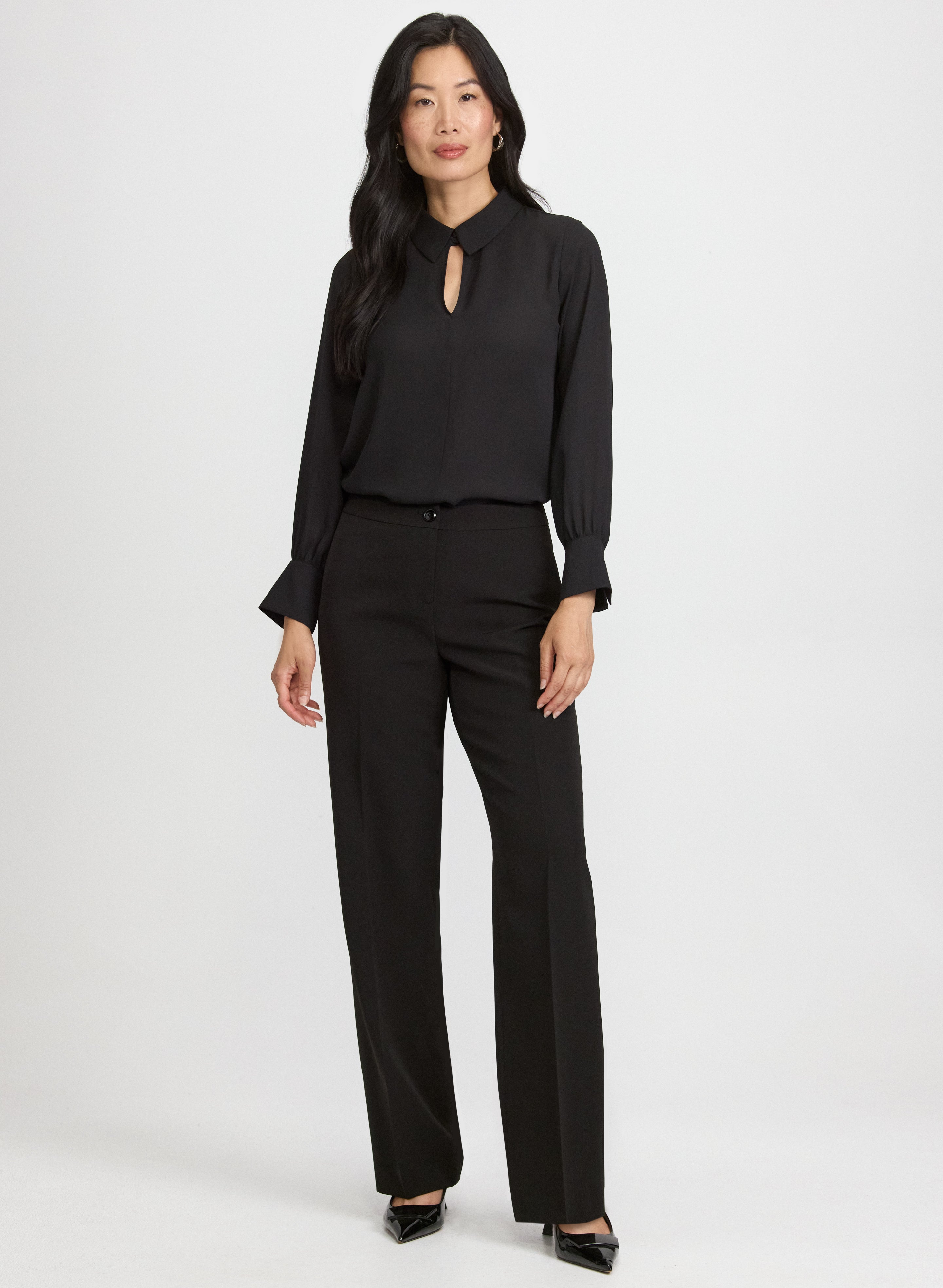 Crepe Keyhole Blouse