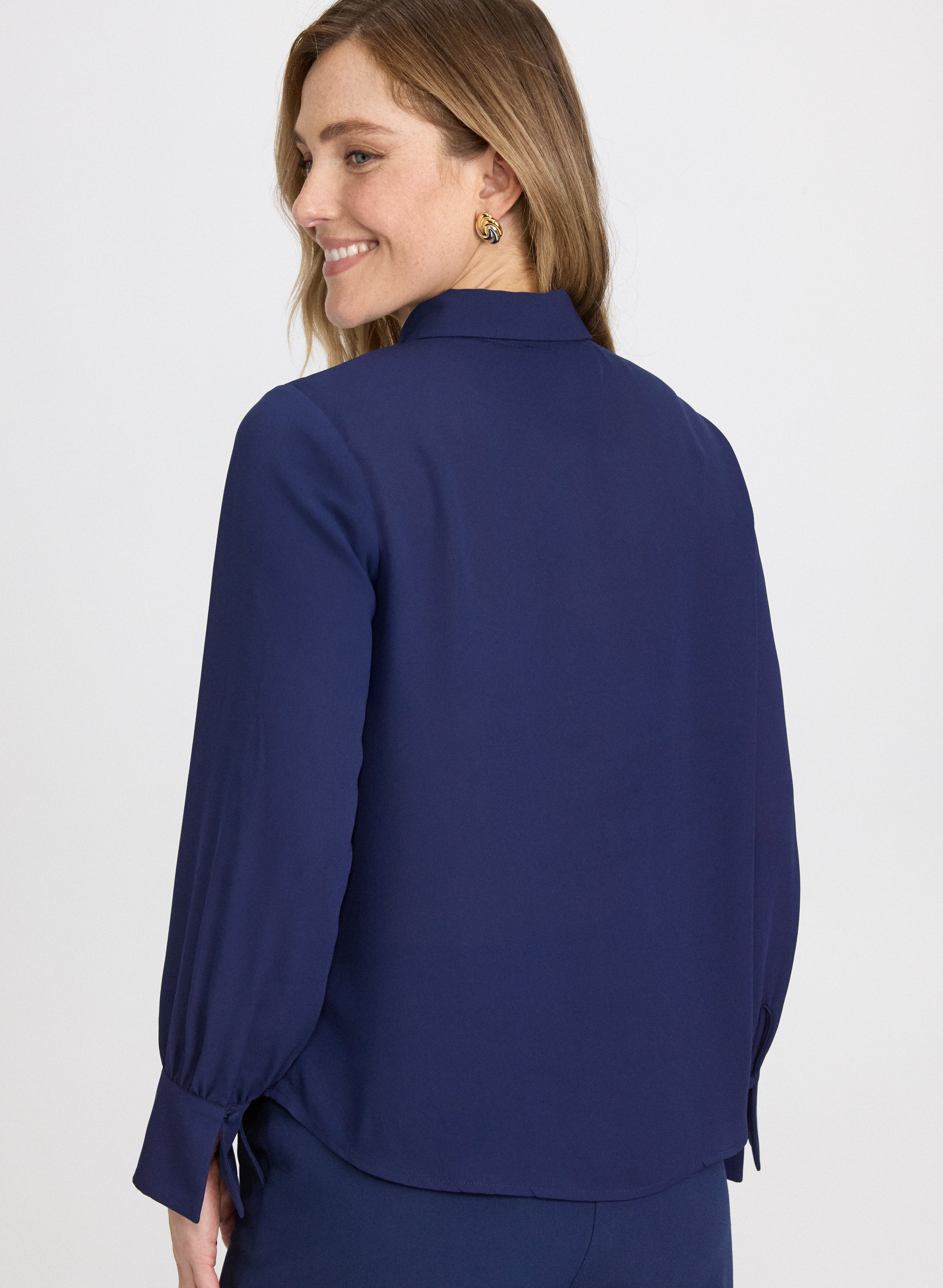 Crepe Keyhole Blouse