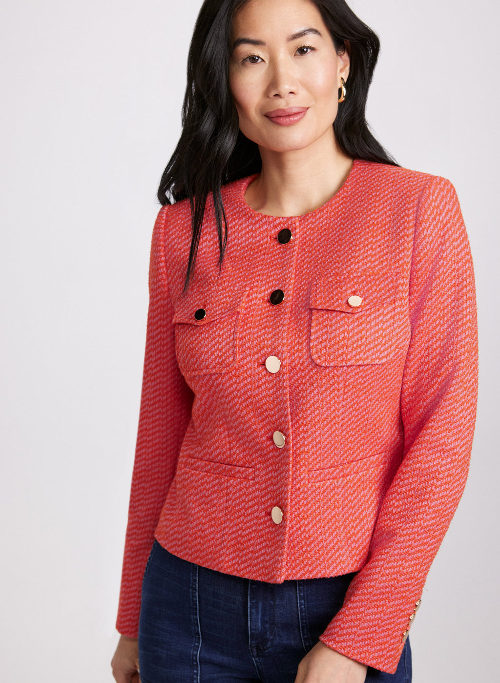 Bouclé Button-Down Jacket