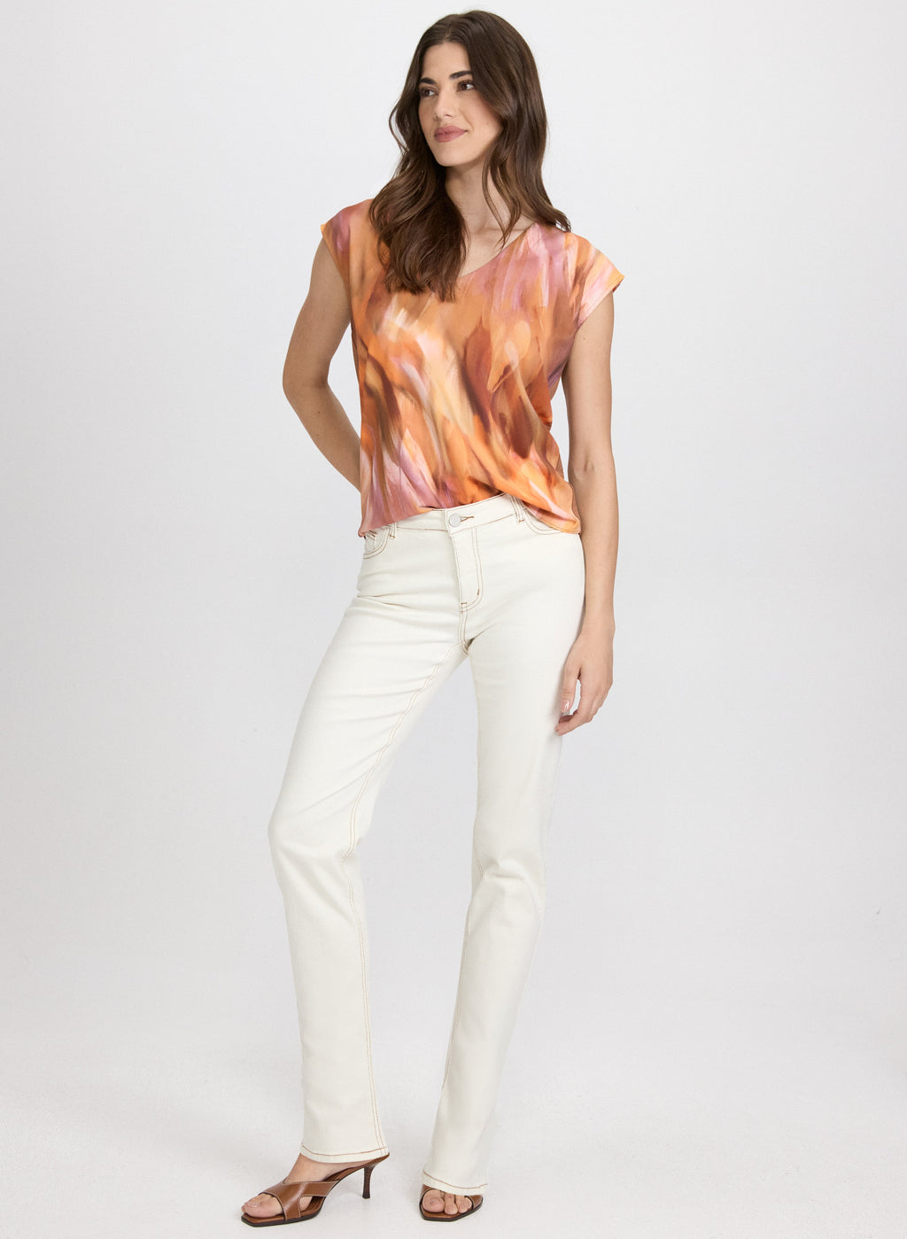 Abstract Cap Sleeve Top