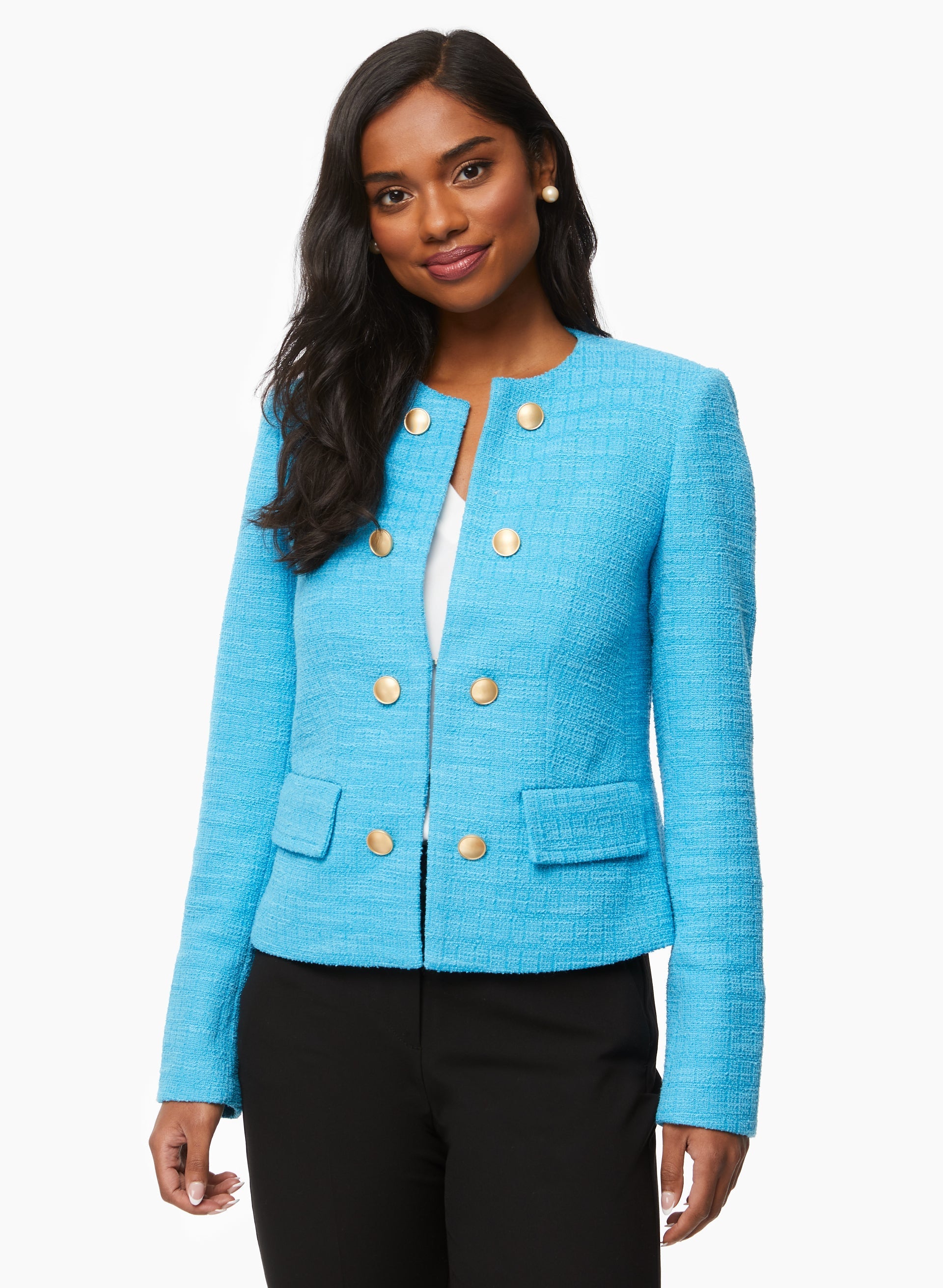 Button Detail Bouclé Jacket