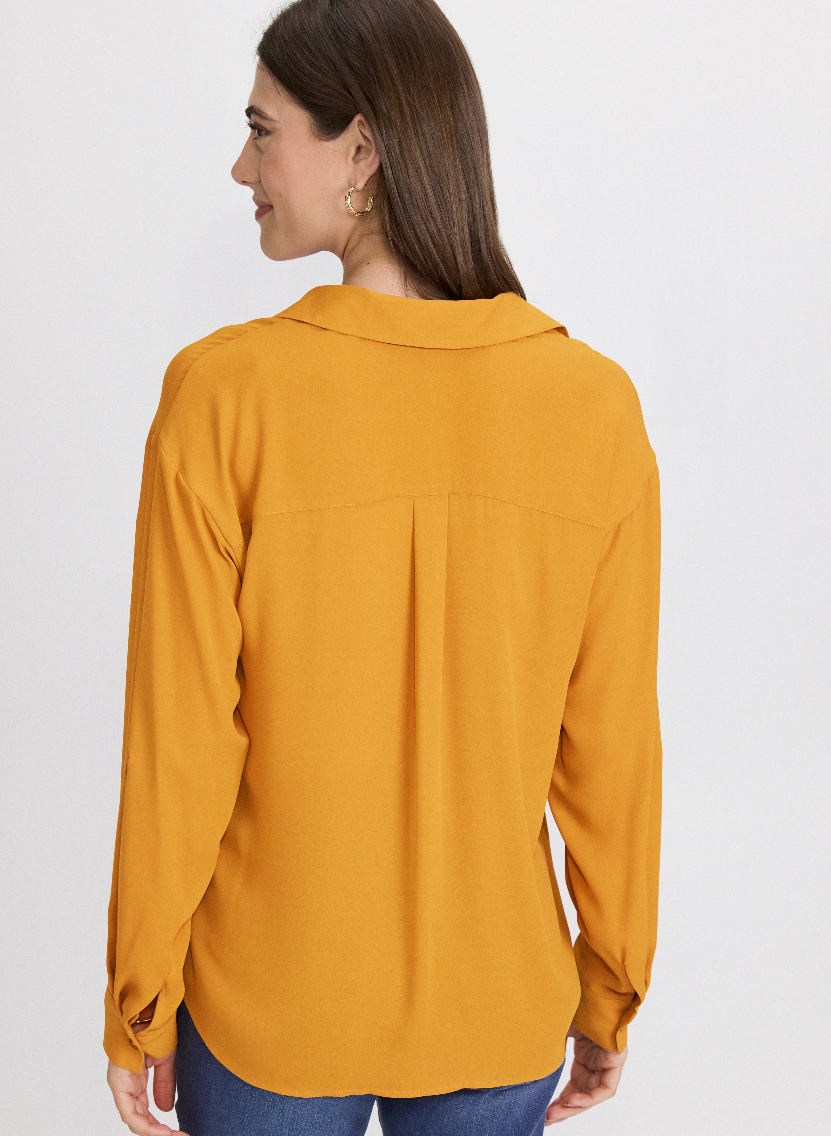 Crepe Button-Down Blouse