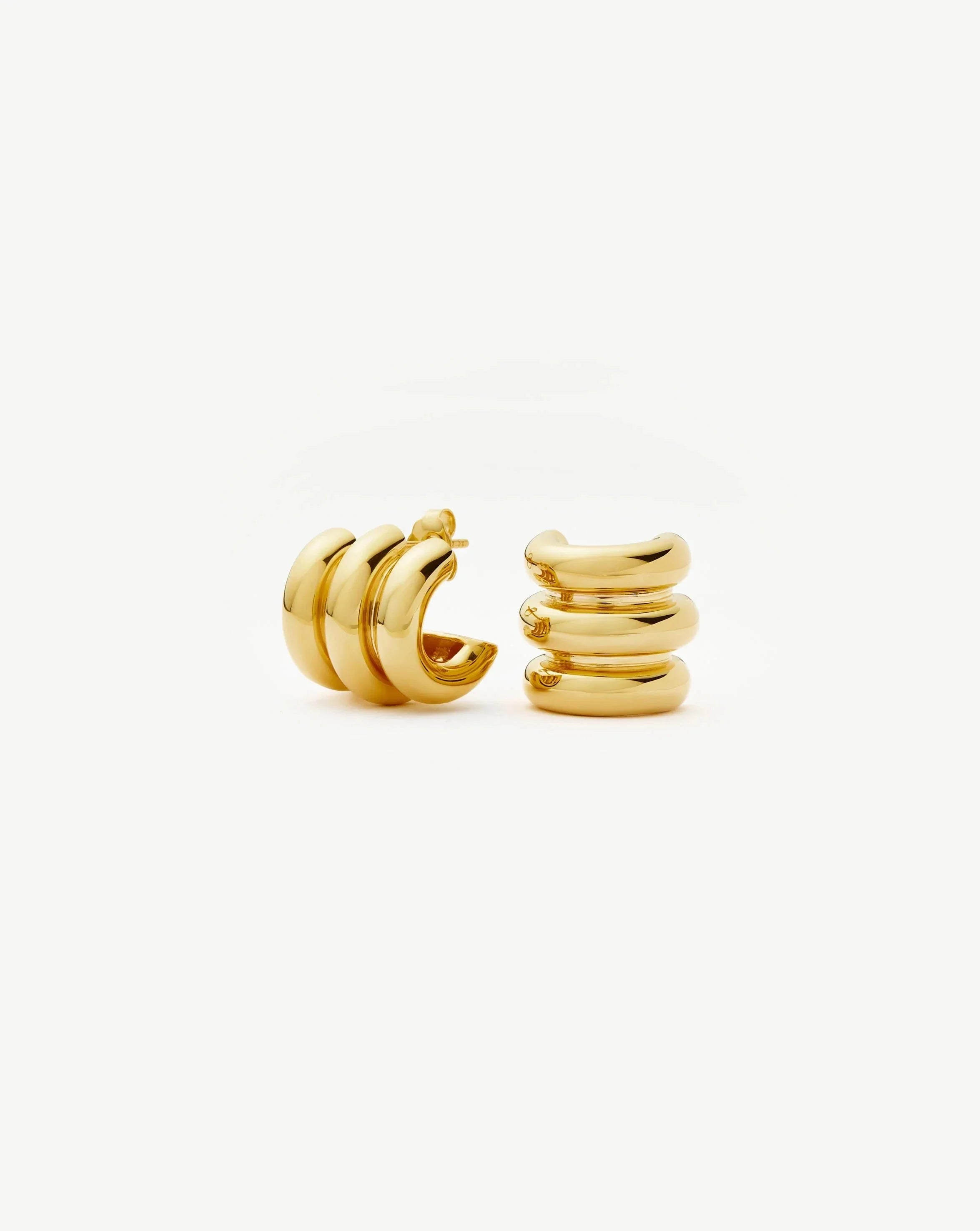 Chubby Triple Small Hoop Earrings | 18k Gold Plated