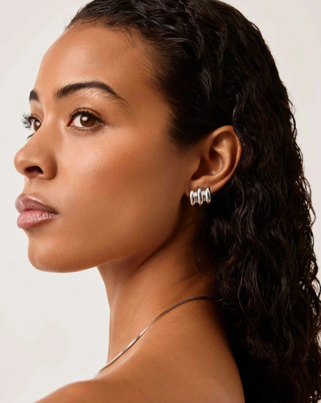 Chubby Triple Small Hoop Earrings | Silver Plated