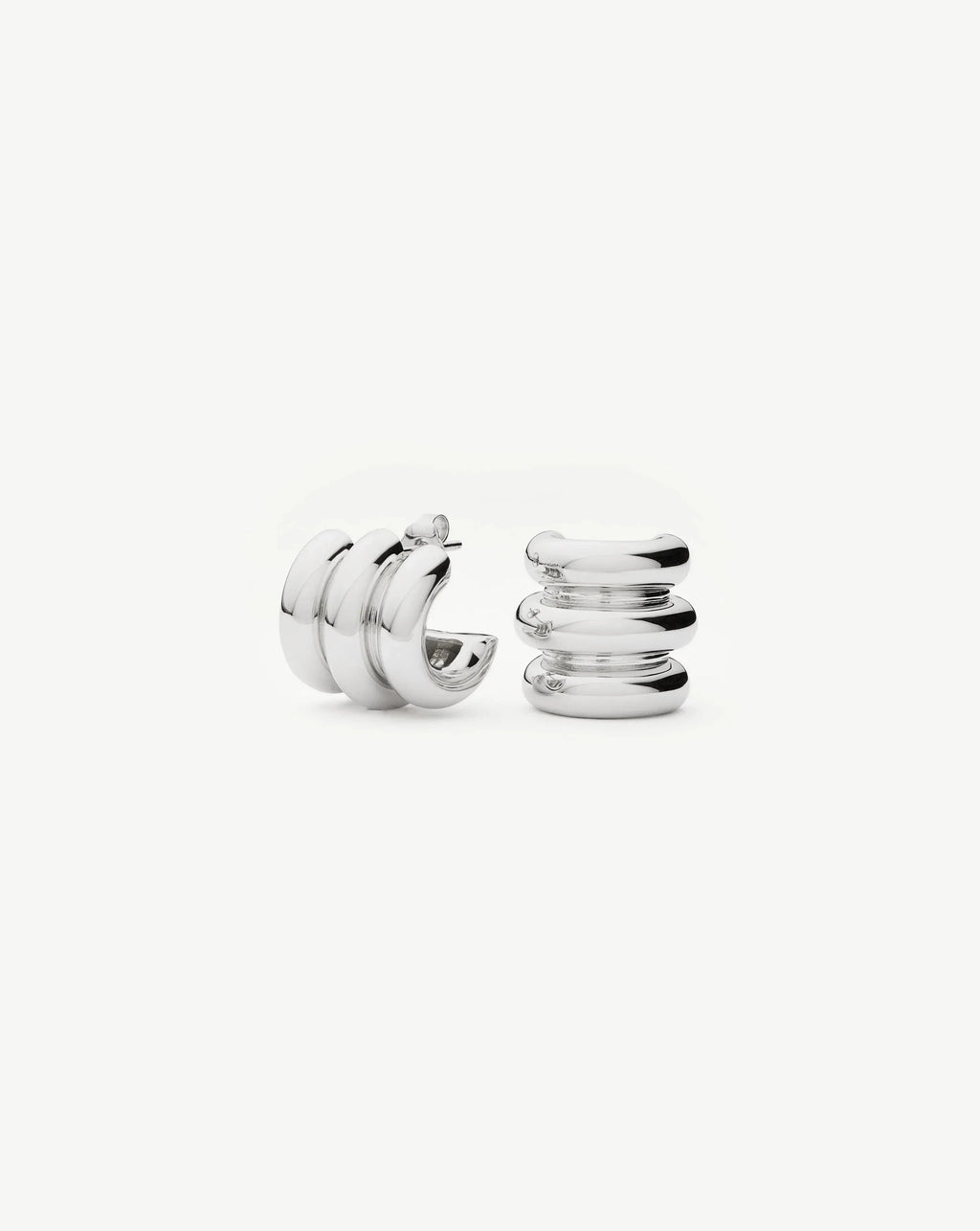 Chubby Triple Small Hoop Earrings | Silver Plated