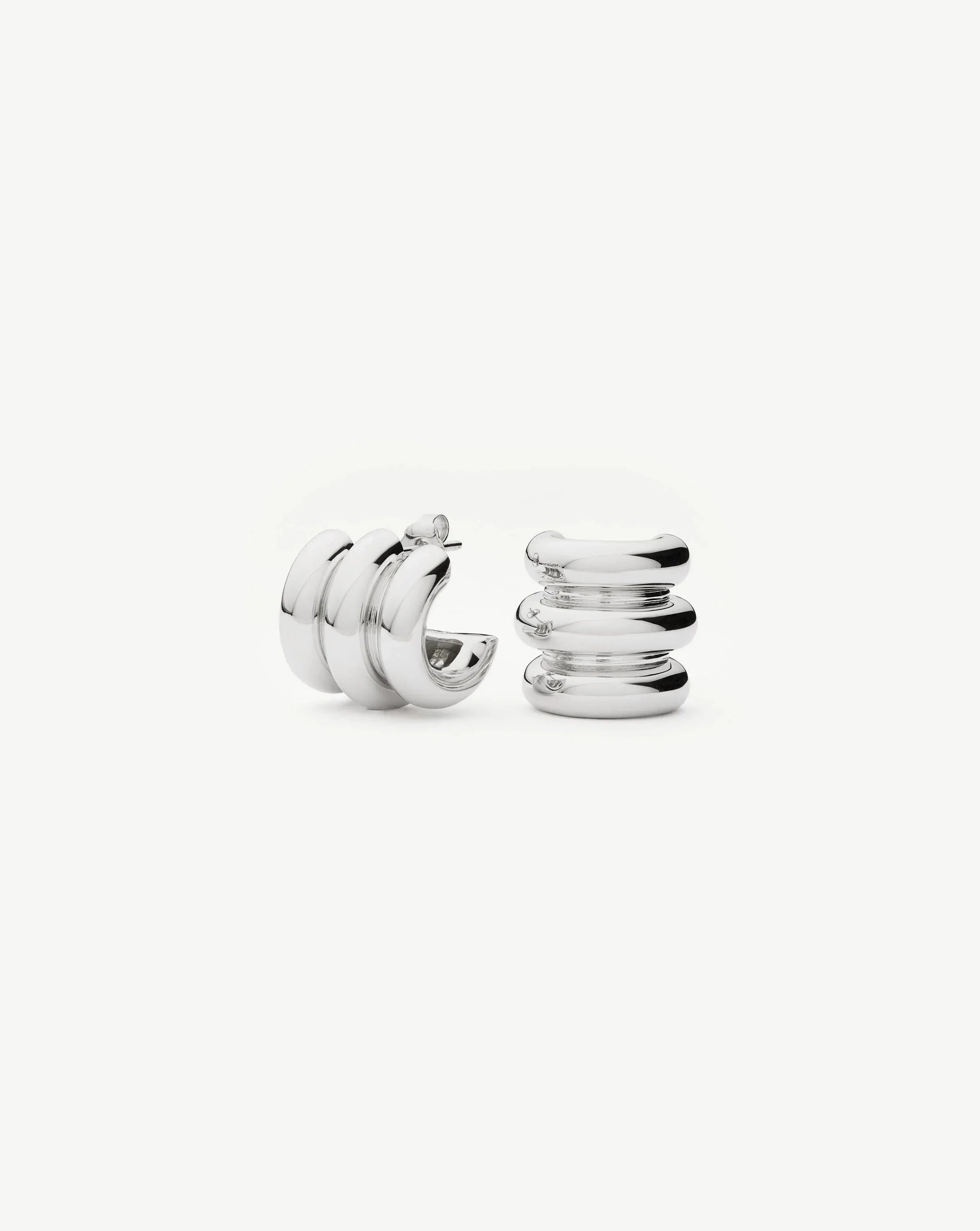 Chubby Triple Small Hoop Earrings | Silver Plated