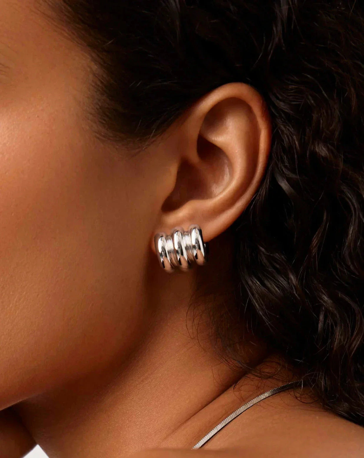 Chubby Triple Small Hoop Earrings | Silver Plated