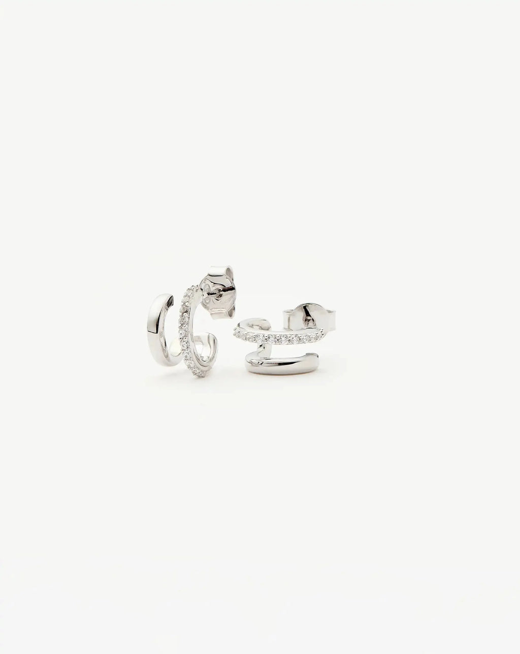 Classic Double Huggies | Sterling Silver/Cubic Zirconia