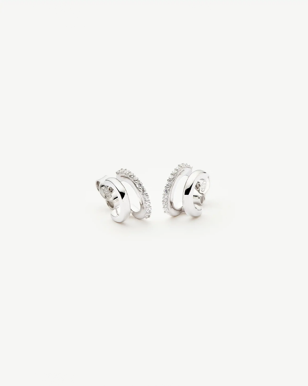 Classic Double Huggies | Sterling Silver/Cubic Zirconia