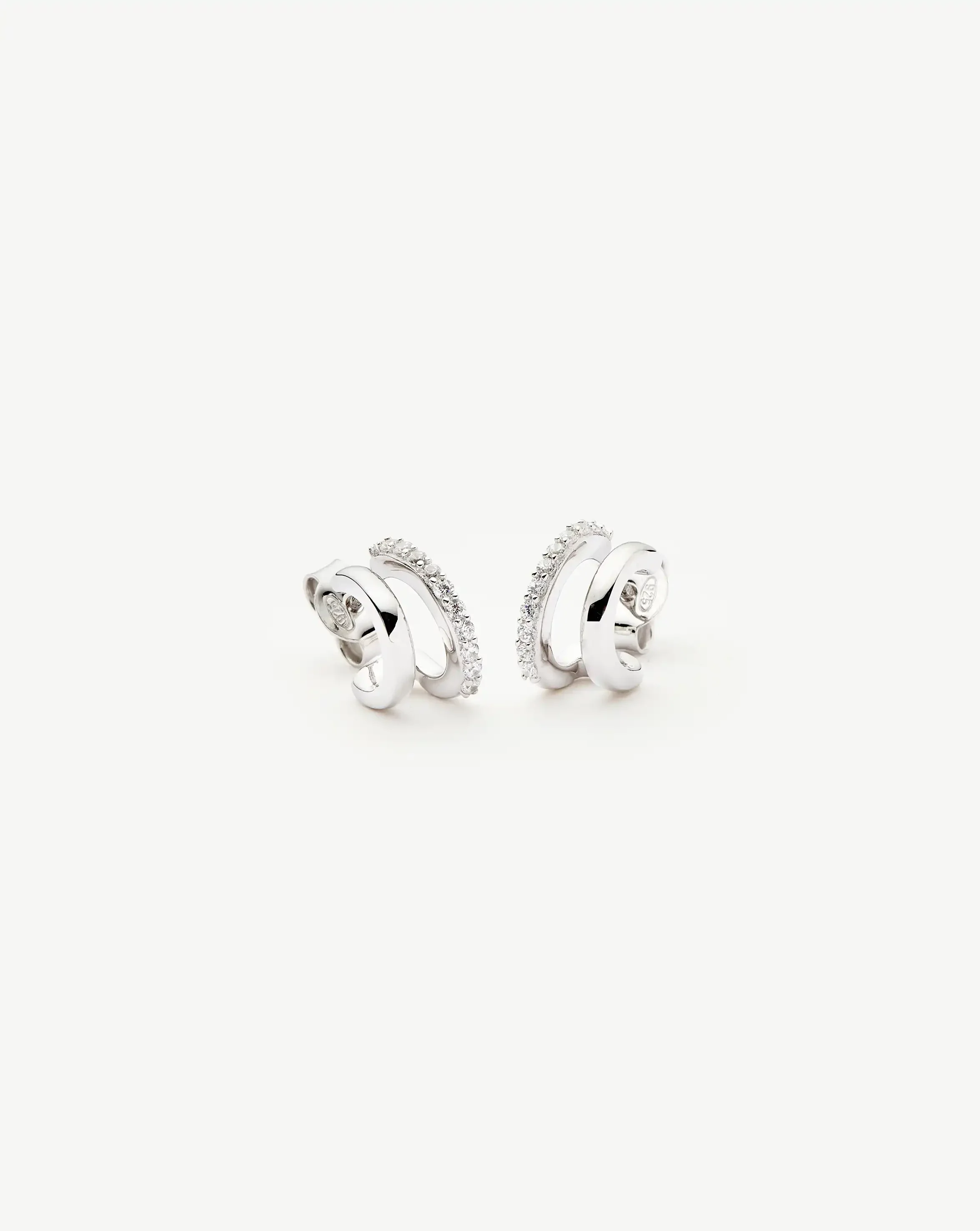 Classic Double Huggies | Sterling Silver/Cubic Zirconia