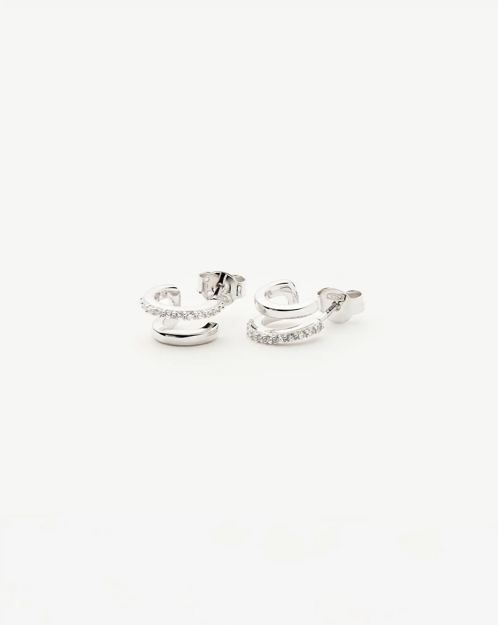 Classic Double Huggies | Sterling Silver/Cubic Zirconia