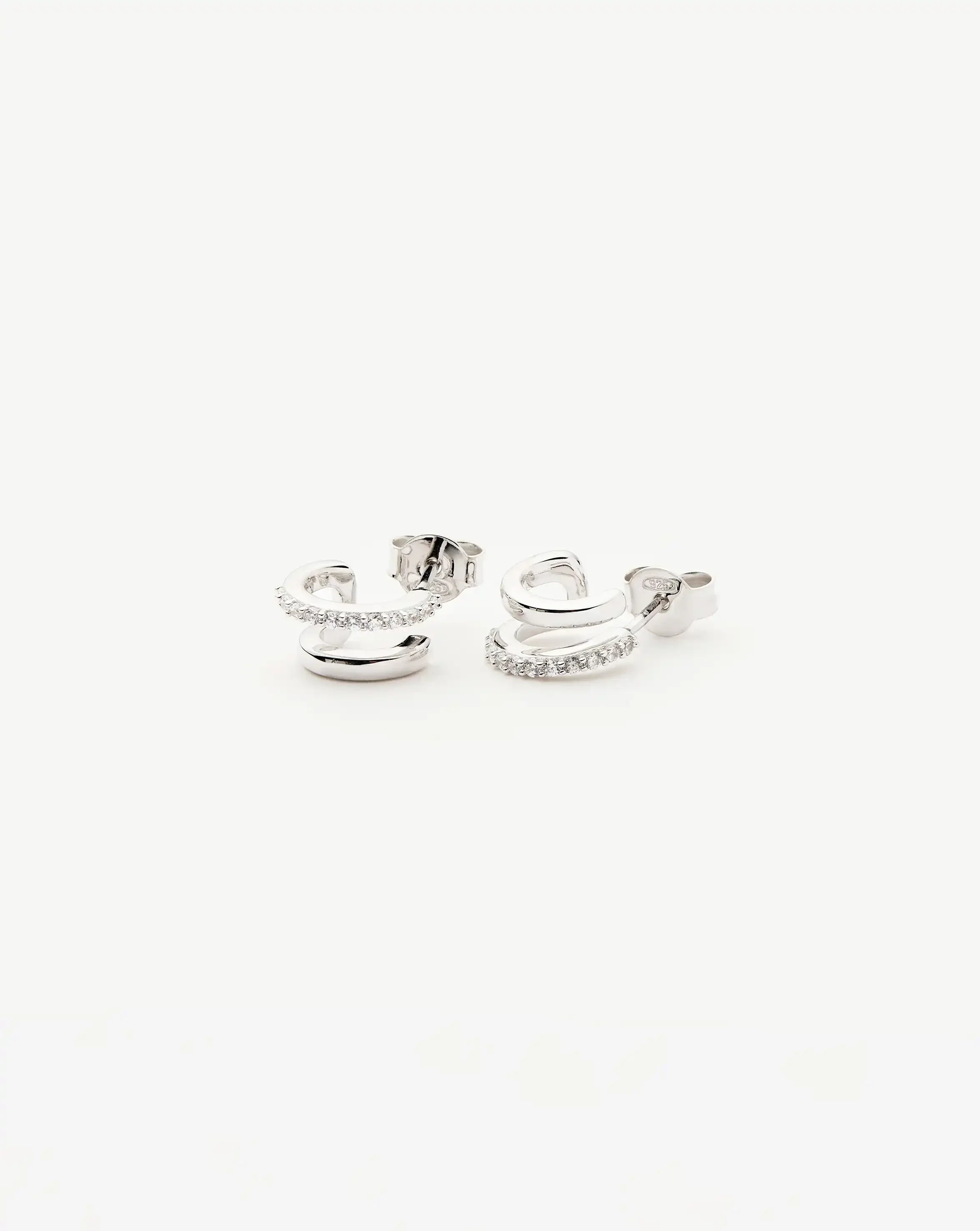 Classic Double Huggies | Sterling Silver/Cubic Zirconia