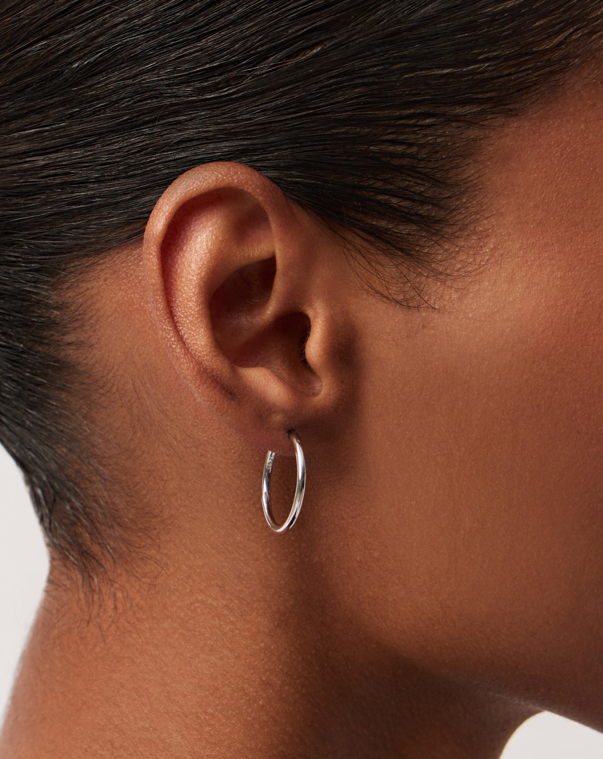 Classic Small Hoop Earrings | Rhodium Plated on Recycled Sterling Silver