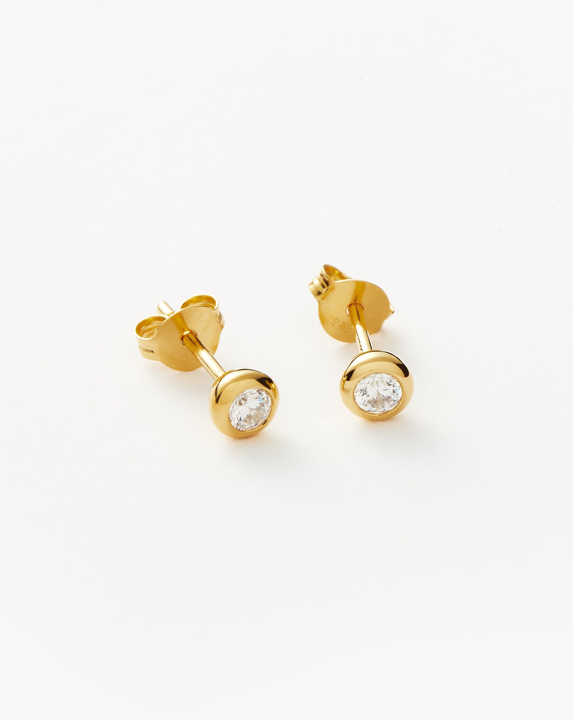 Classic Stone Stud Earrings | 18k Gold Vermeil/Cubic Zirconia