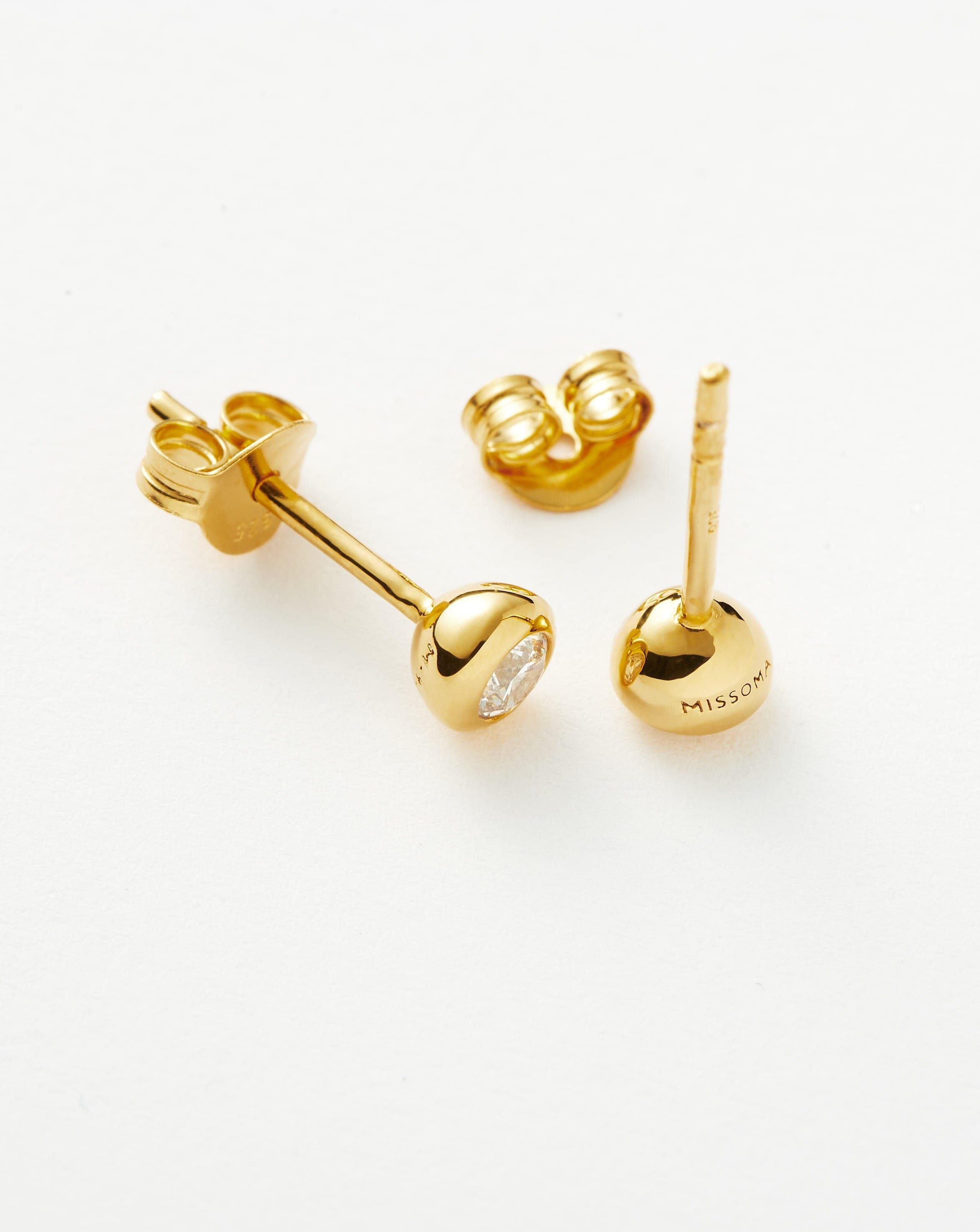 Classic Stone Stud Earrings | 18k Gold Vermeil/Cubic Zirconia