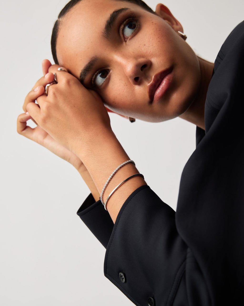 Classic Tennis & Snake Chain Bracelet Set | Sterling Silver