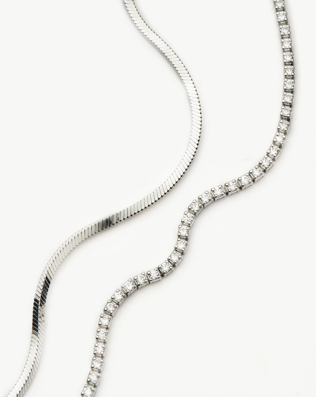 Classic Tennis & Snake Chain Bracelet Set | Sterling Silver