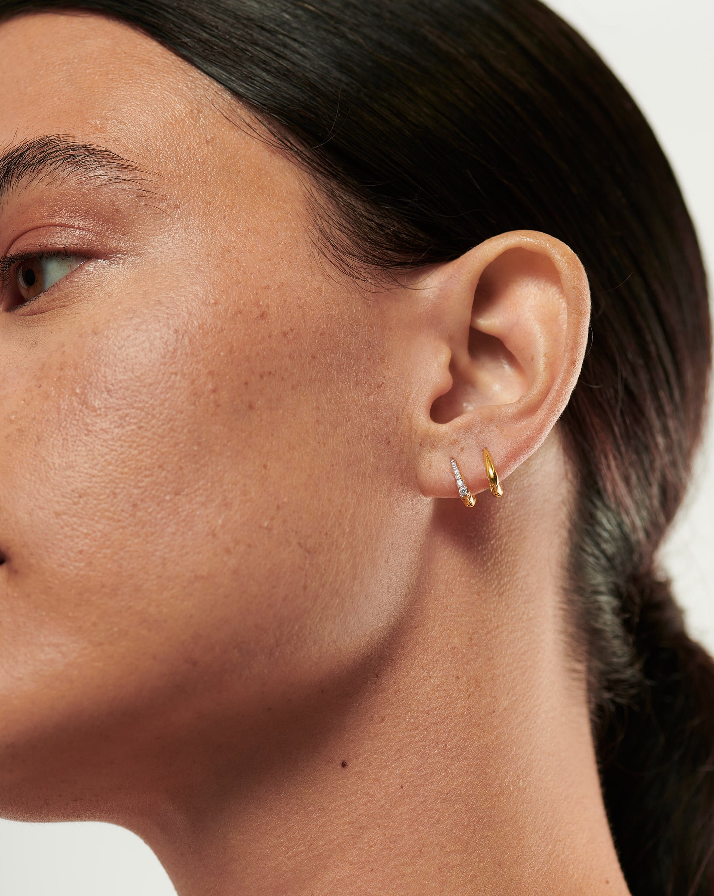 Claw Pave Huggies Earring Set | 18k Gold Vermeil/Pavé