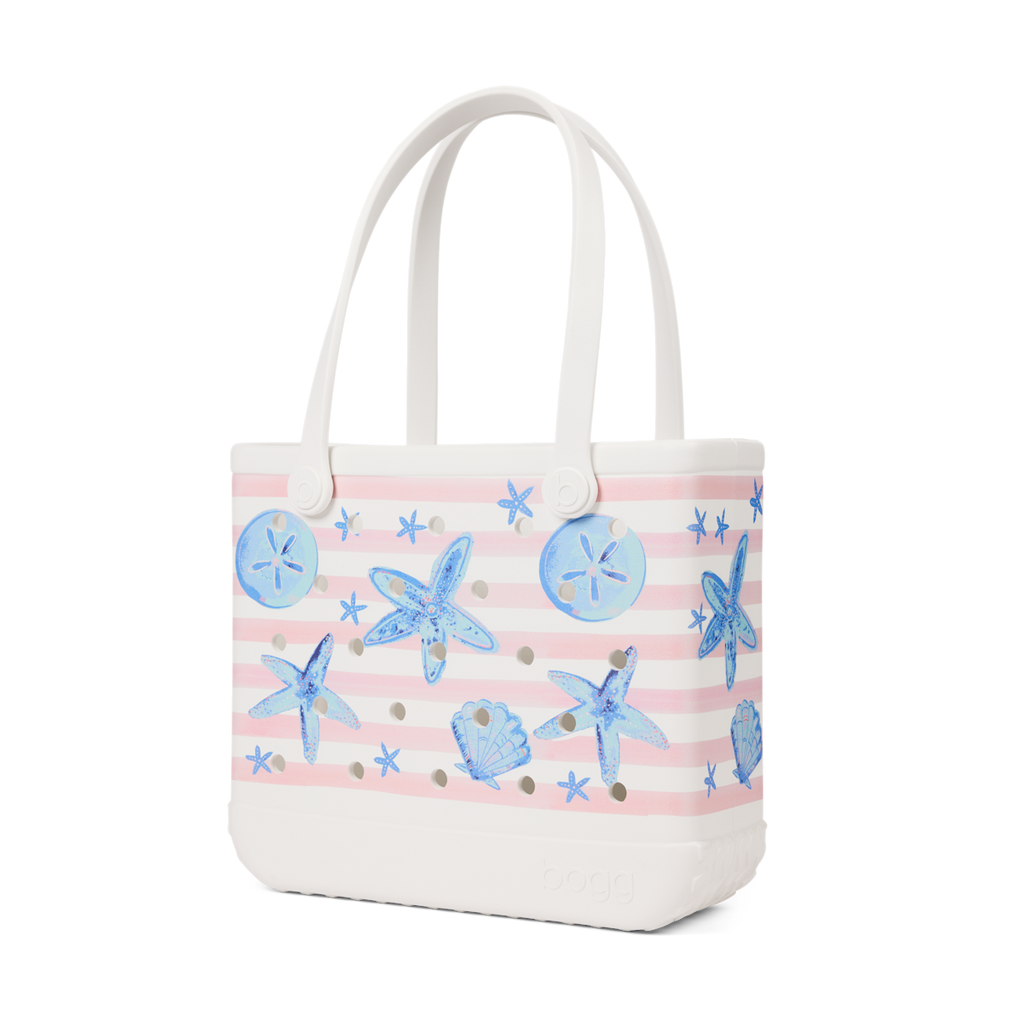 Baby Bogg Bag - Pink Stripes & Blue Shells