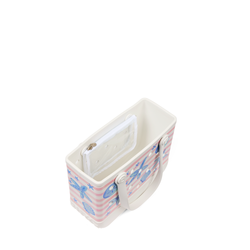 Bitty Bogg Bag - Pink Stripes & Blue Shells