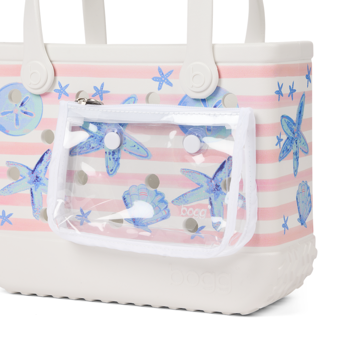 Bitty Bogg Bag - Pink Stripes & Blue Shells