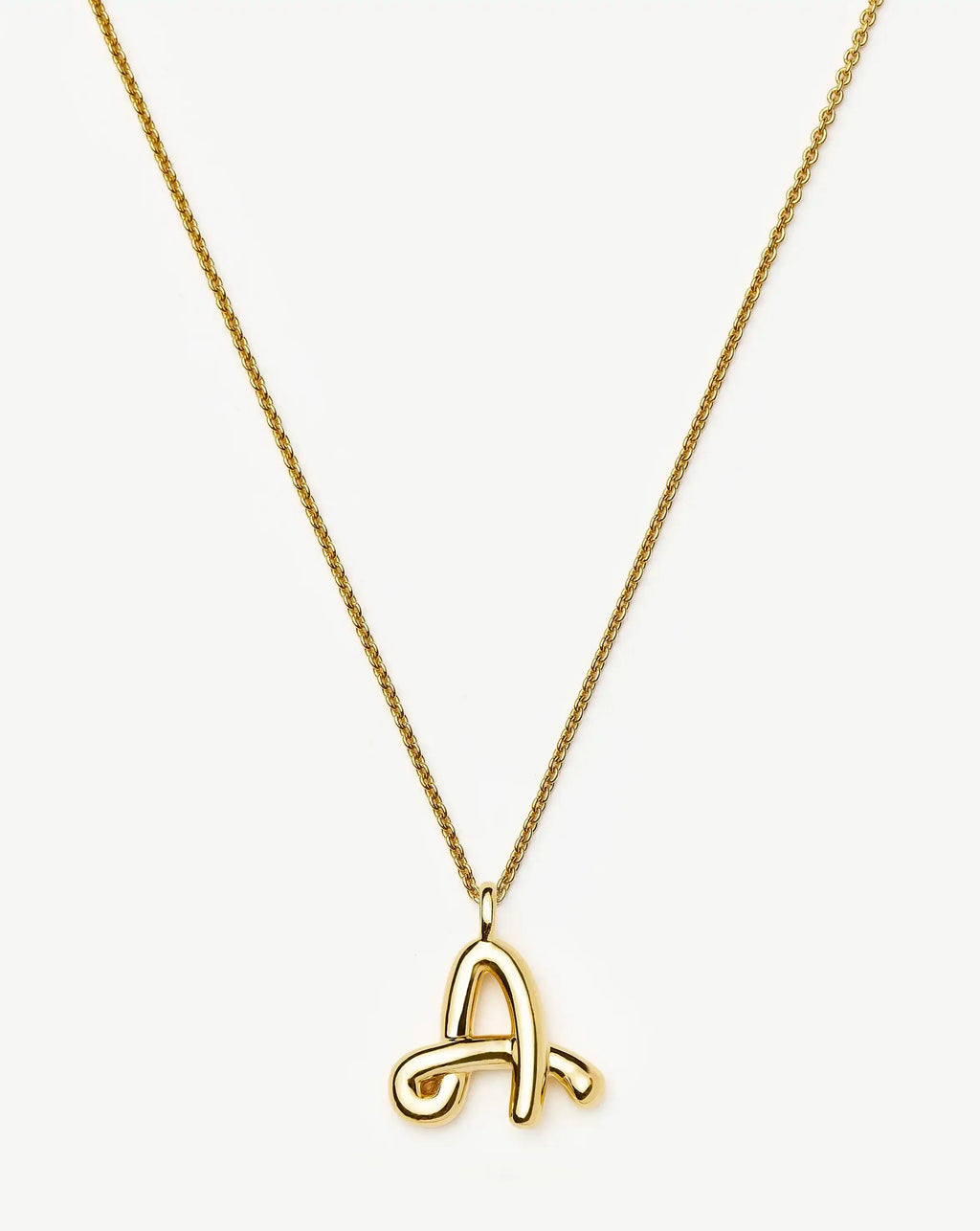 Curly Molten Initial Pendant Necklace  - Initial A | 18k Gold Vermeil