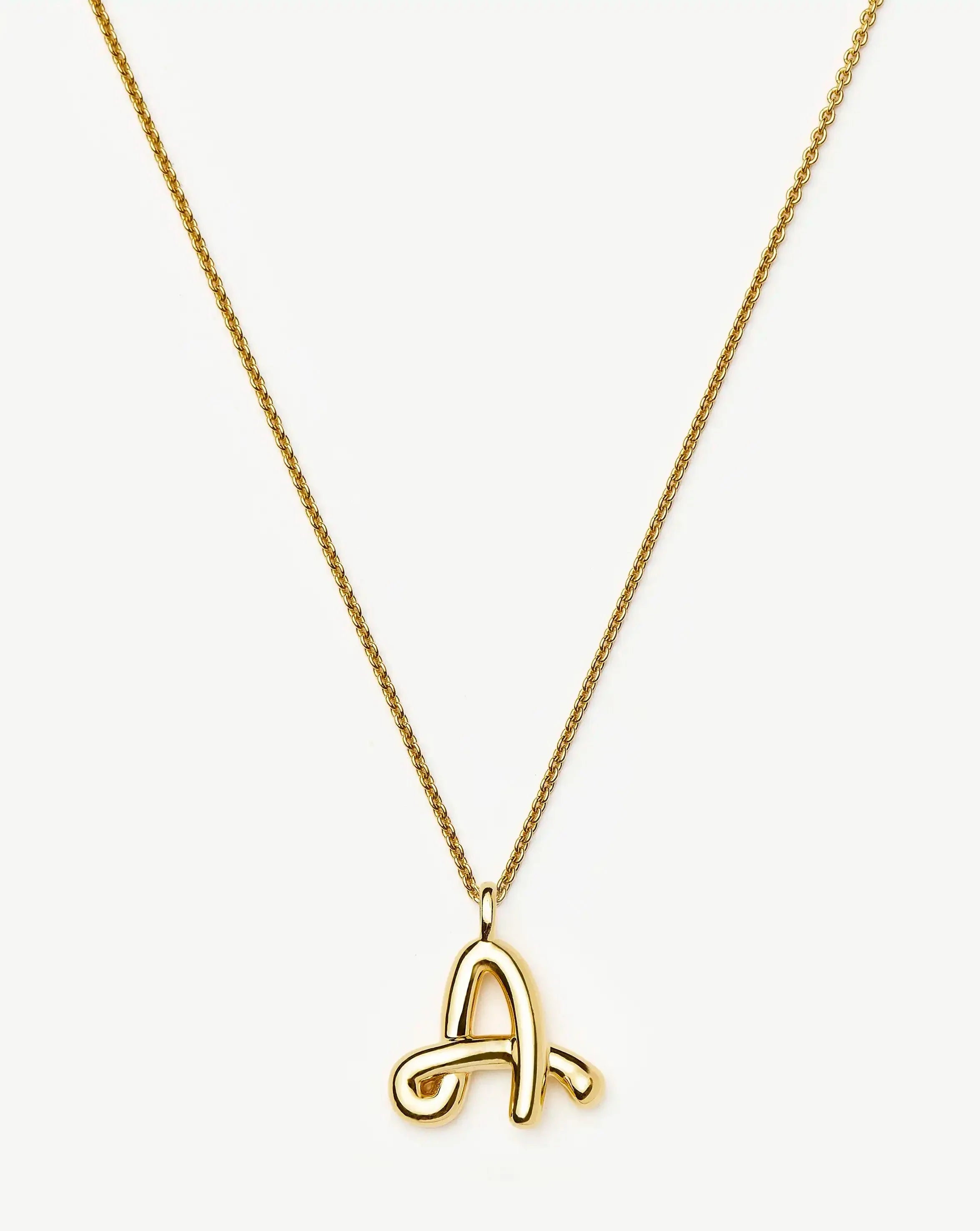 Curly Molten Initial Pendant Necklace  - Initial A | 18k Gold Vermeil