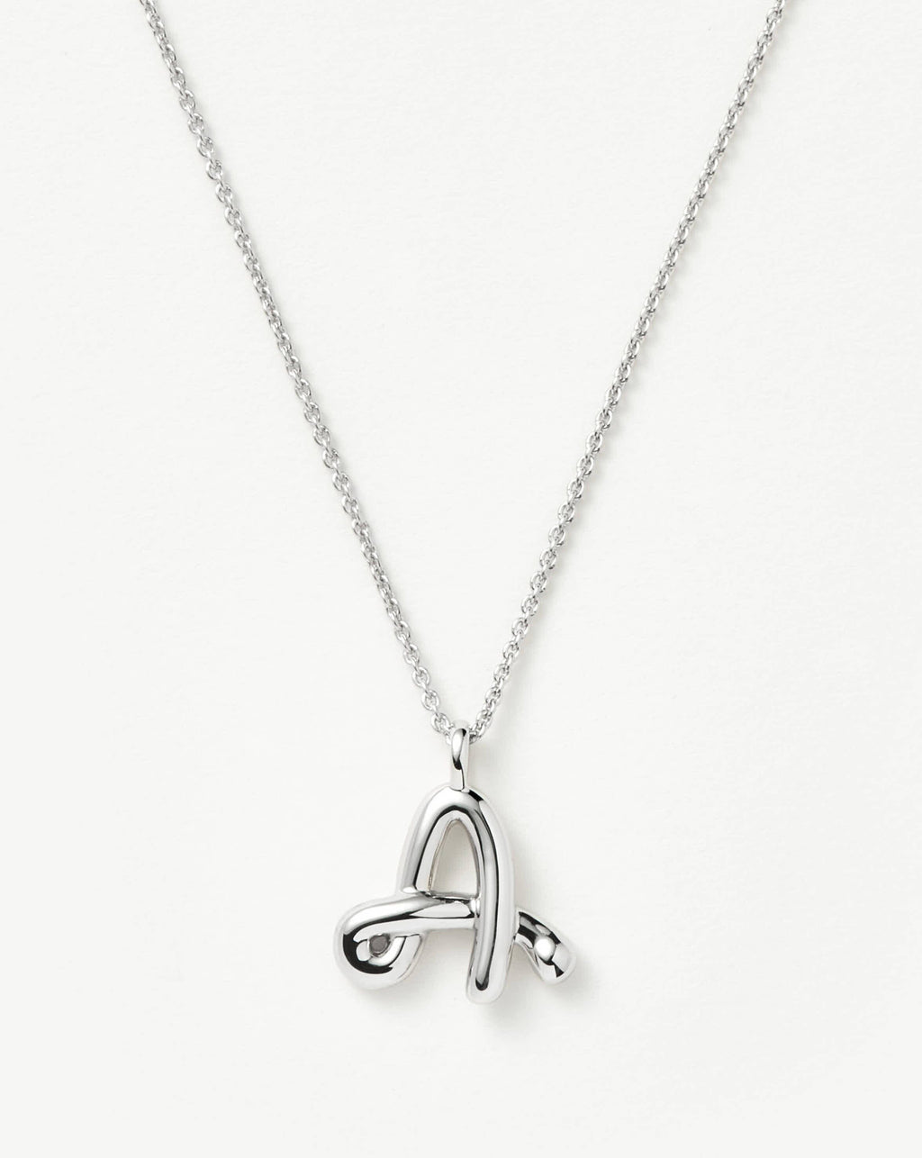 Curly Molten Initial Pendant Necklace - Initial A | Sterling Silver