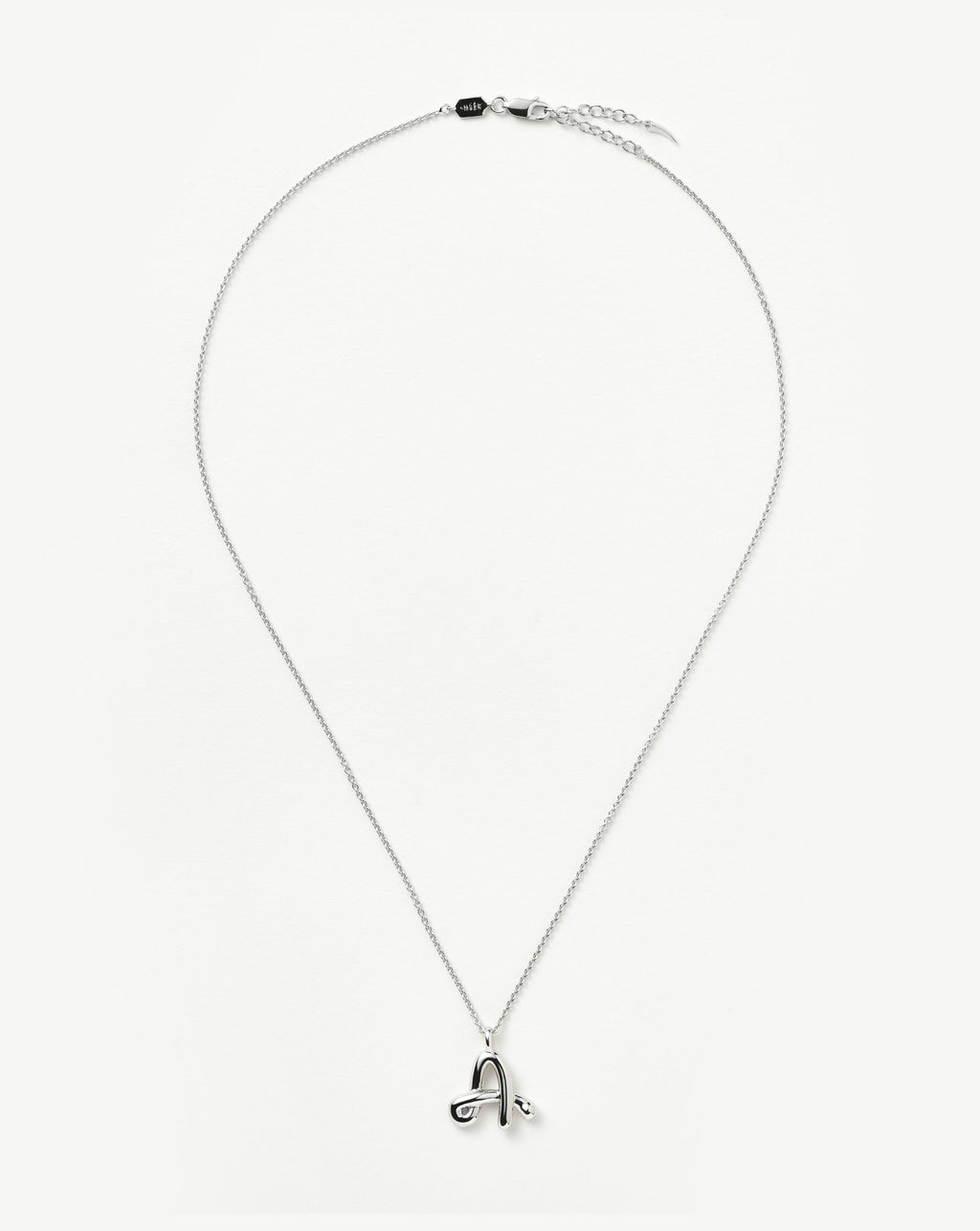 Curly Molten Initial Pendant Necklace - Initial A | Sterling Silver