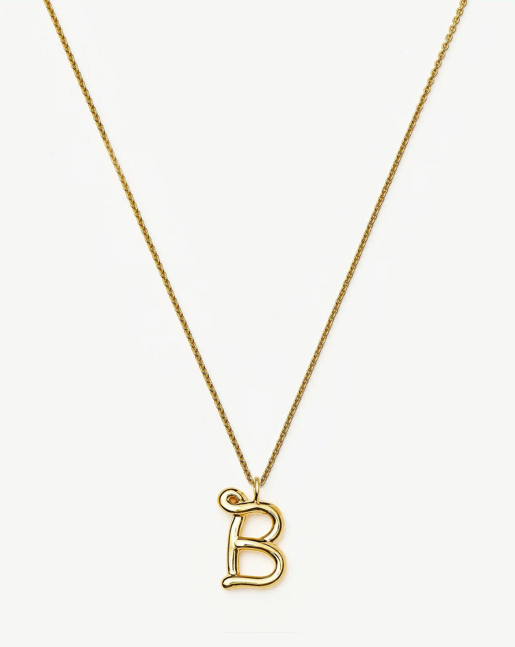 Curly Molten Initial Pendant Necklace - Initial B | 18k Gold Vermeil