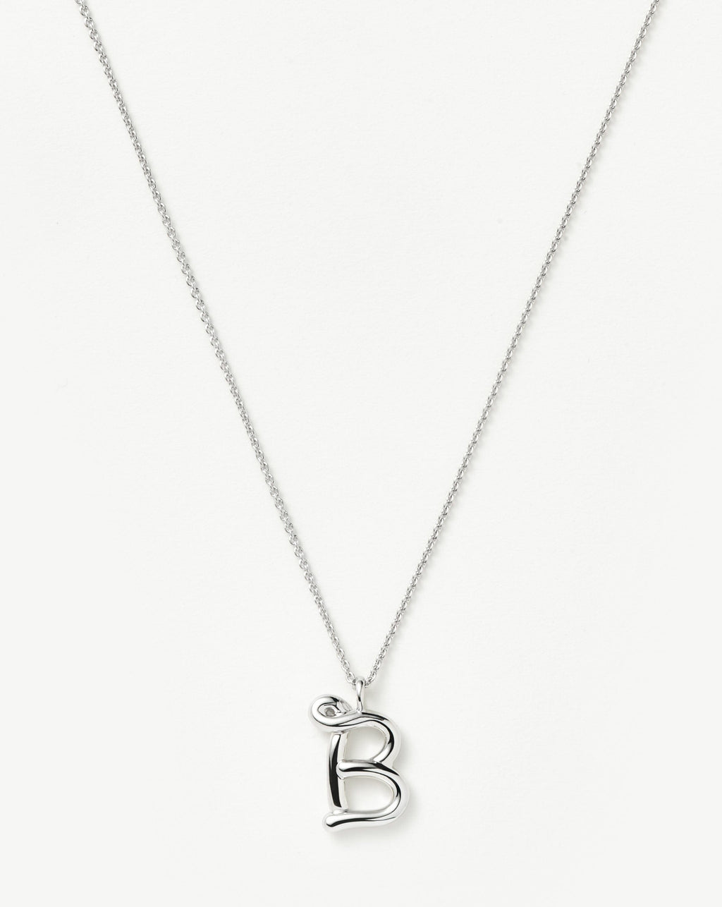 Curly Molten Initial Pendant Necklace - Initial B | Sterling Silver