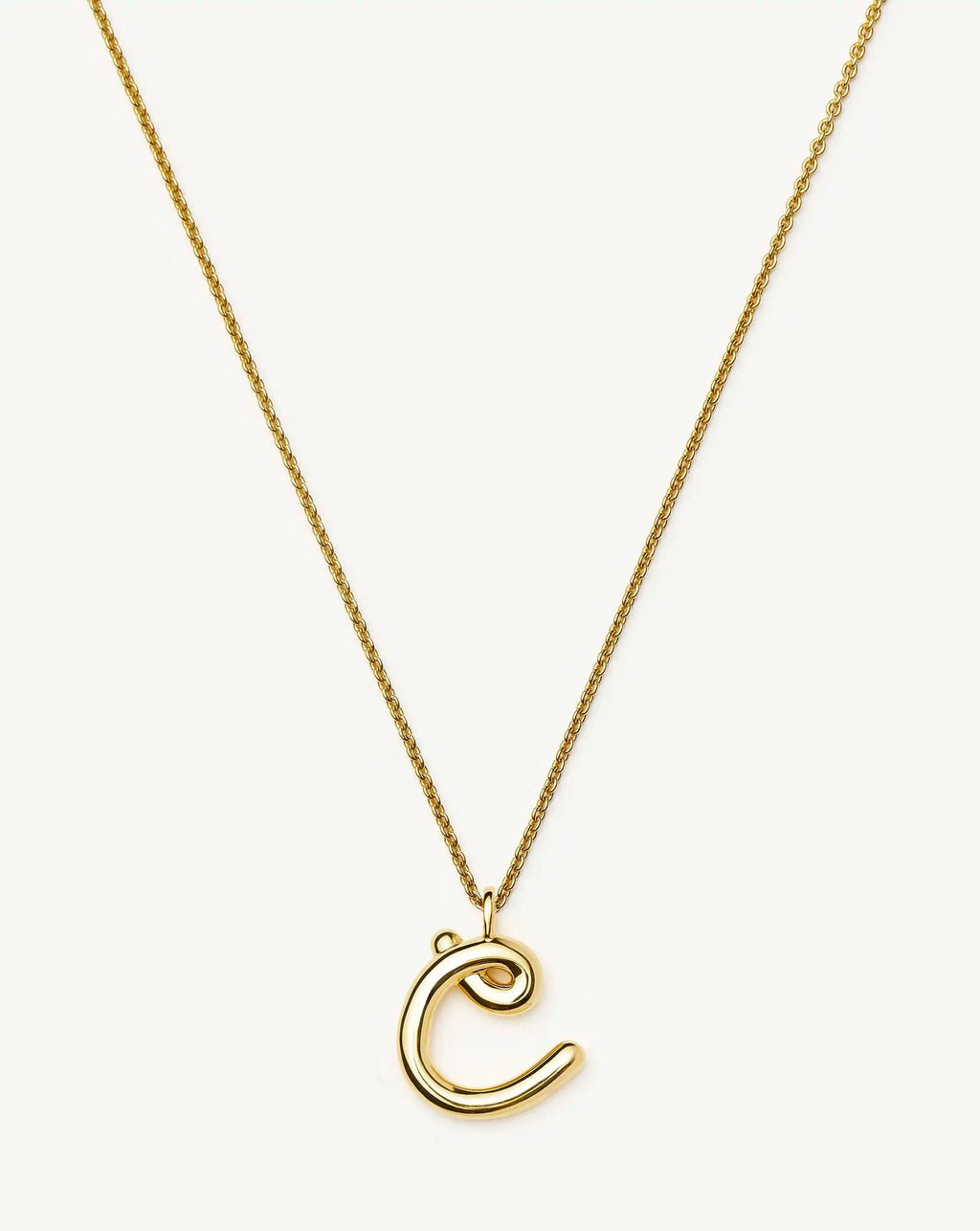 Curly Molten Initial Pendant Necklace - Initial C | 18k Gold Vermeil