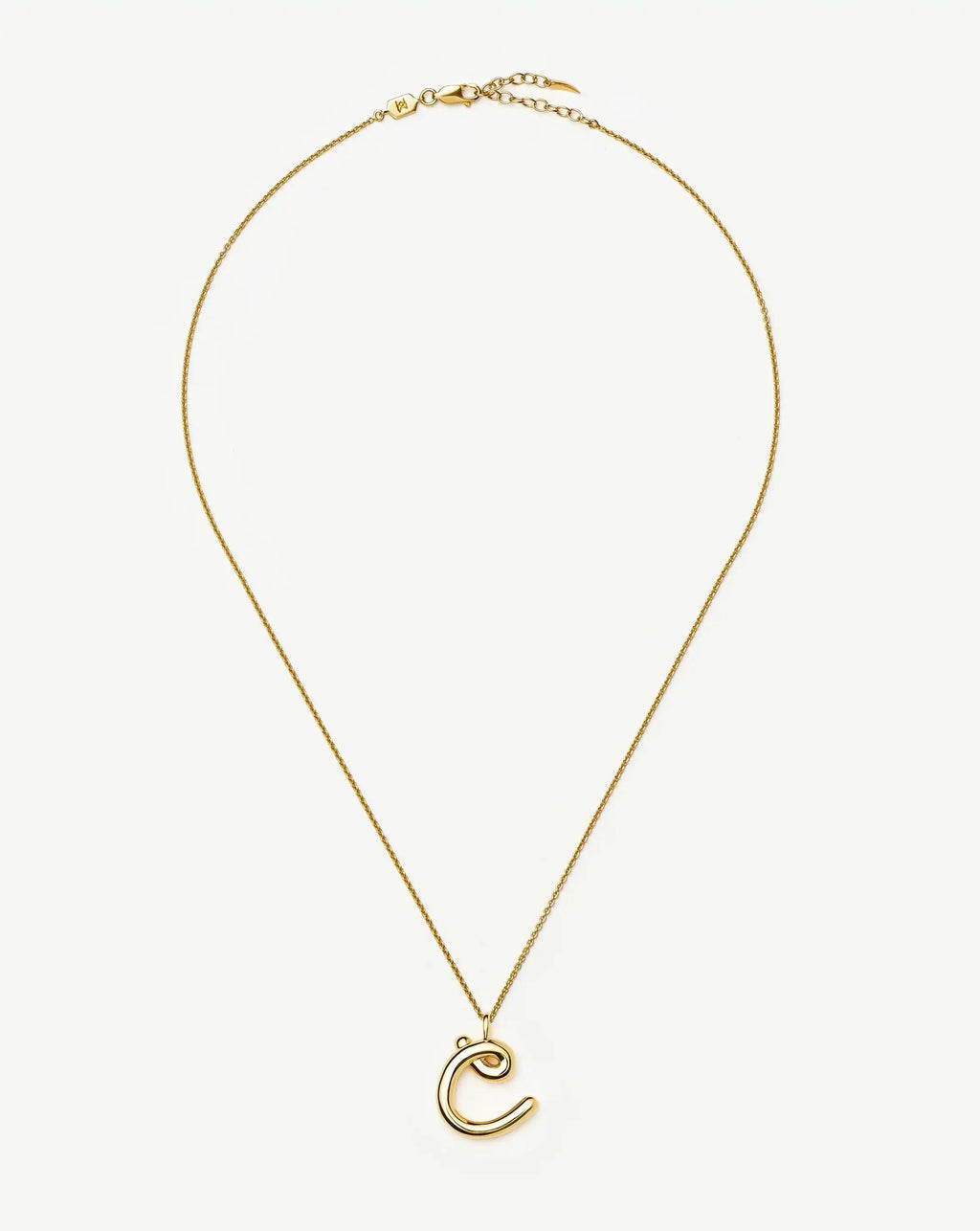 Curly Molten Initial Pendant Necklace - Initial C | 18k Gold Vermeil
