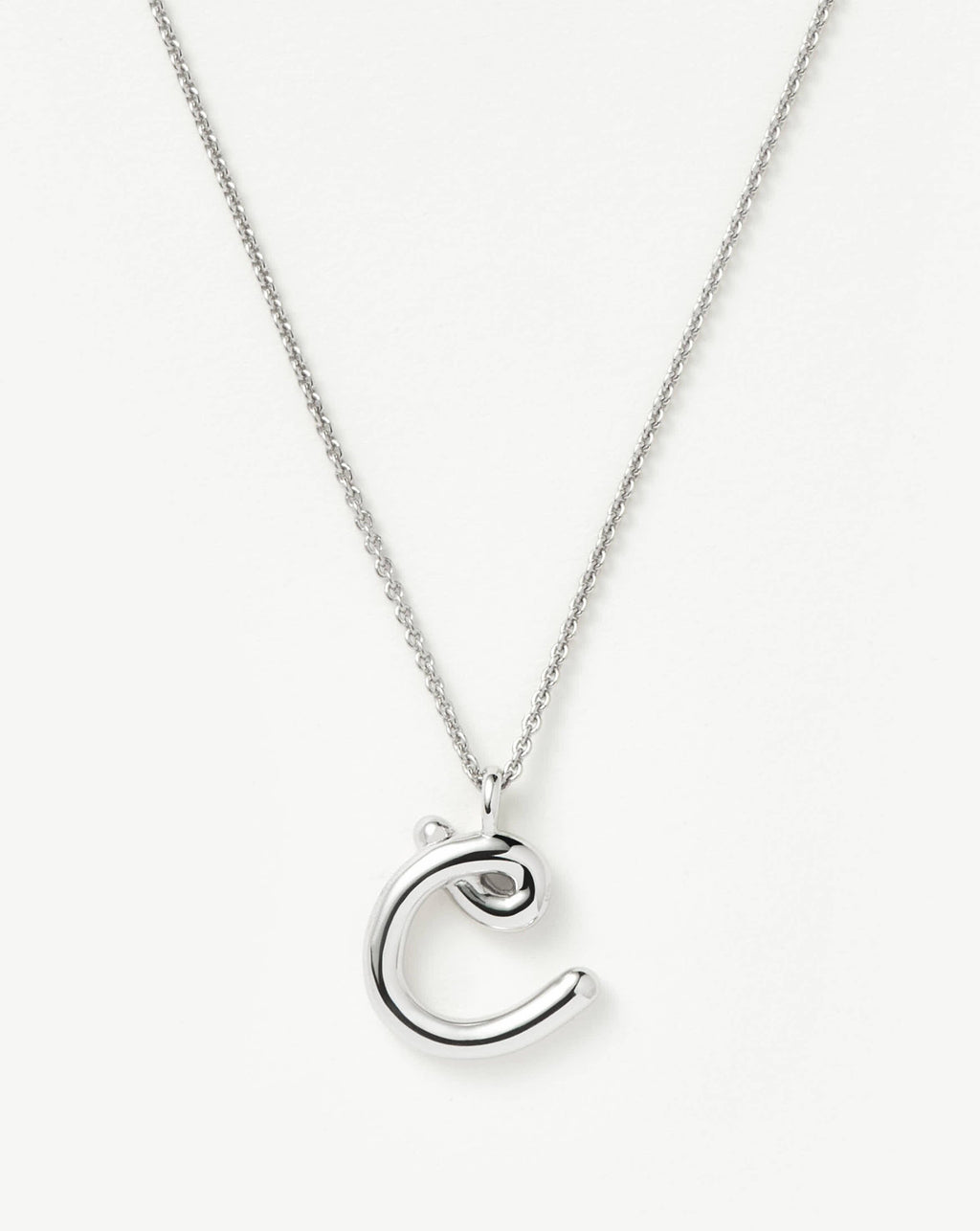 Curly Molten Initial Pendant Necklace - Initial C | Sterling Silver