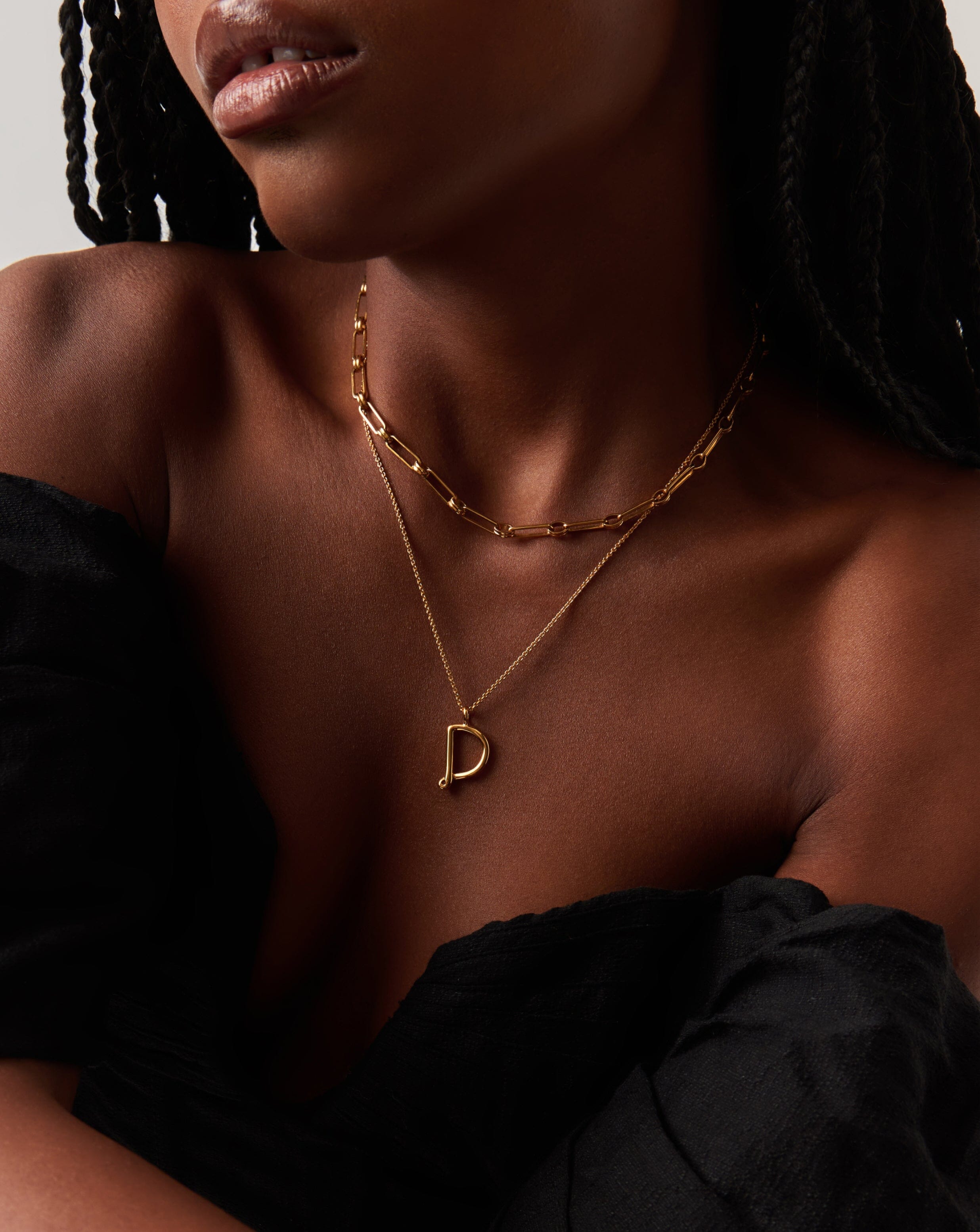 Curly Molten Initial Pendant Necklace - Initial D | 18k Gold Vermeil