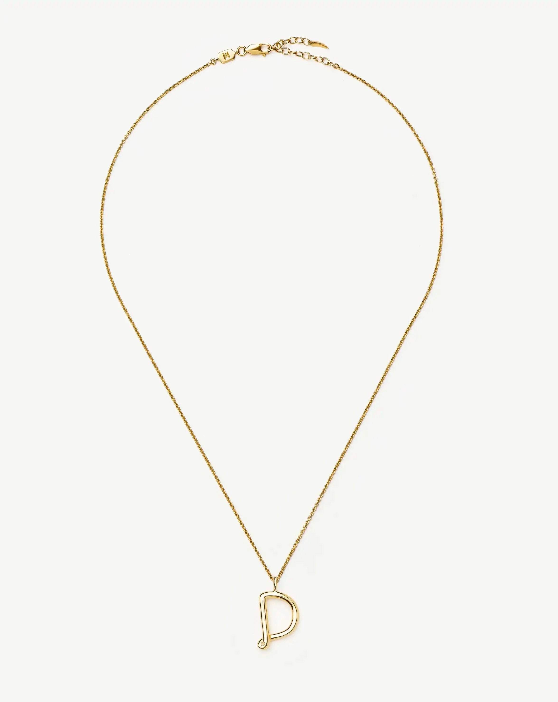 Curly Molten Initial Pendant Necklace - Initial D | 18k Gold Vermeil