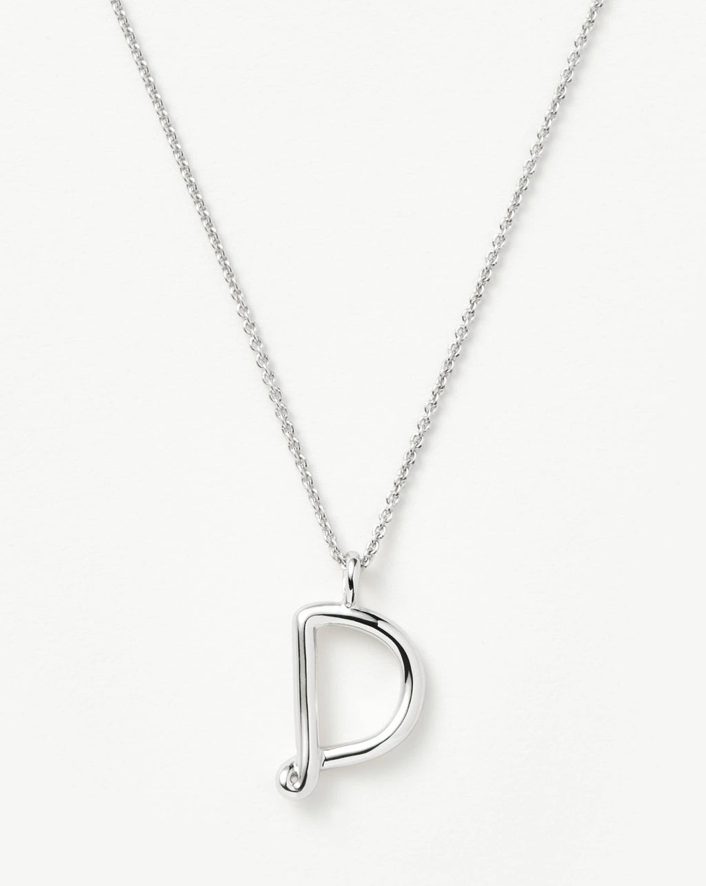 Curly Molten Initial Pendant Necklace - Initial D | Sterling Silver