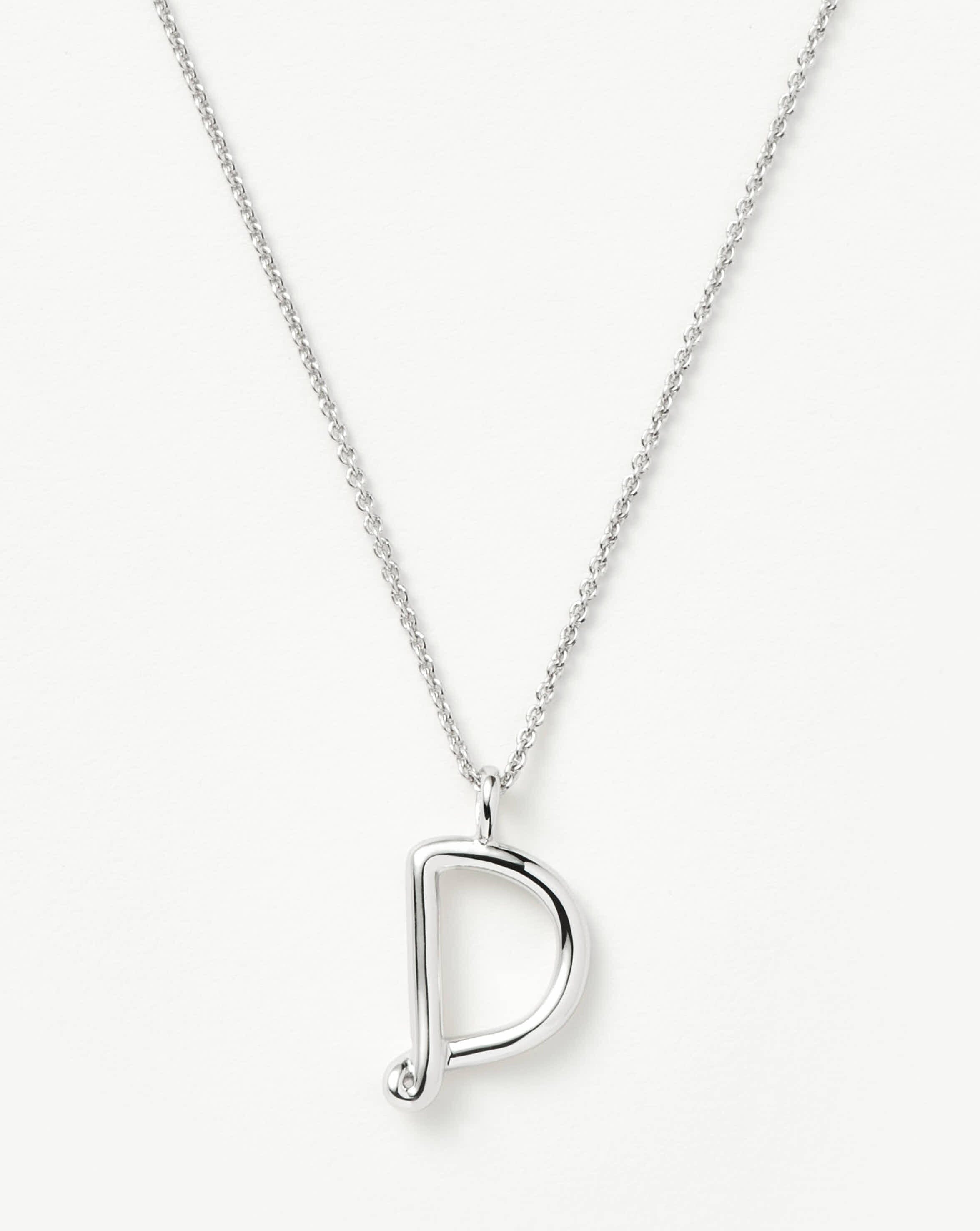 Curly Molten Initial Pendant Necklace - Initial D | Sterling Silver