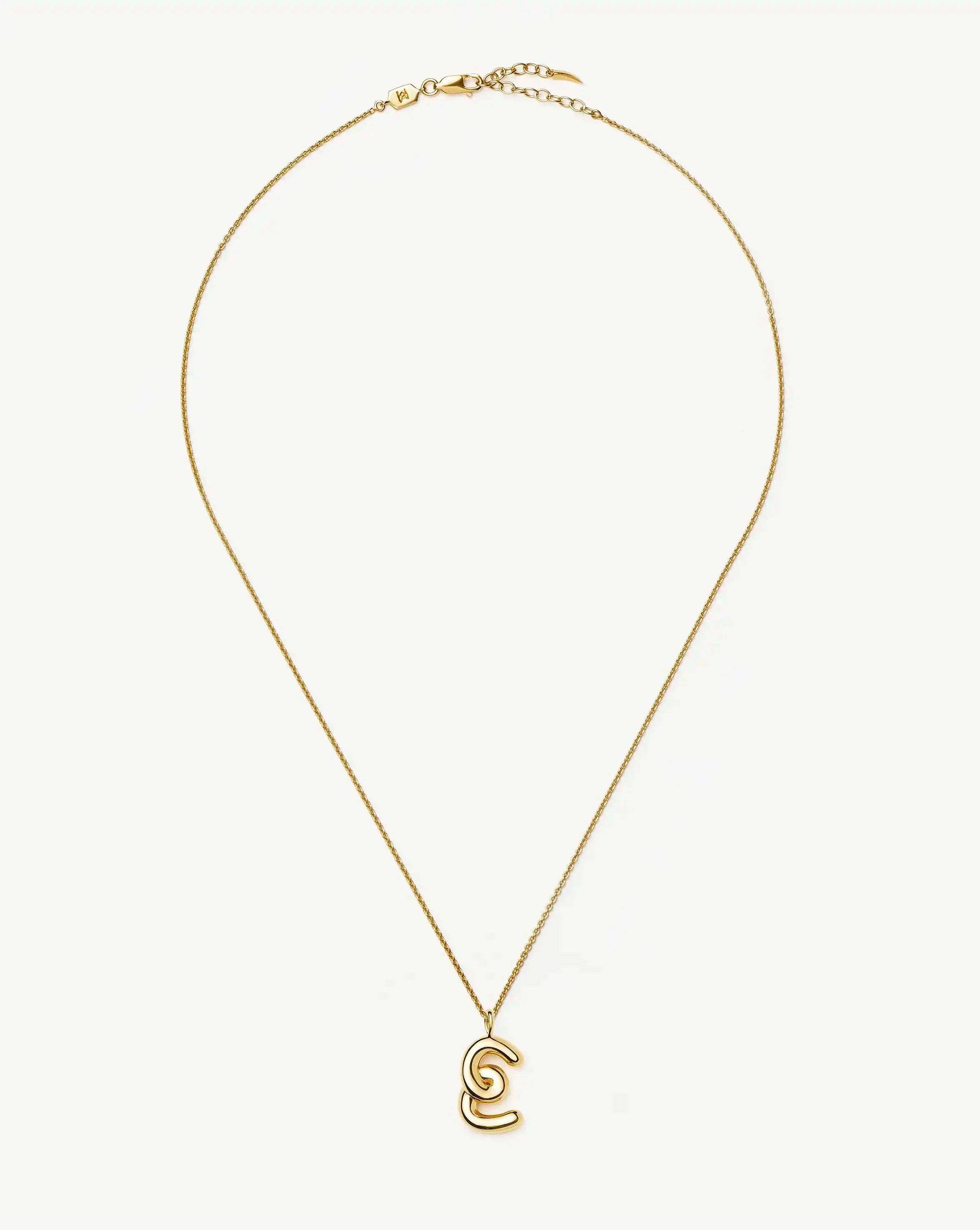 Curly Molten Initial Pendant Necklace - Initial E | 18k Gold Vermeil