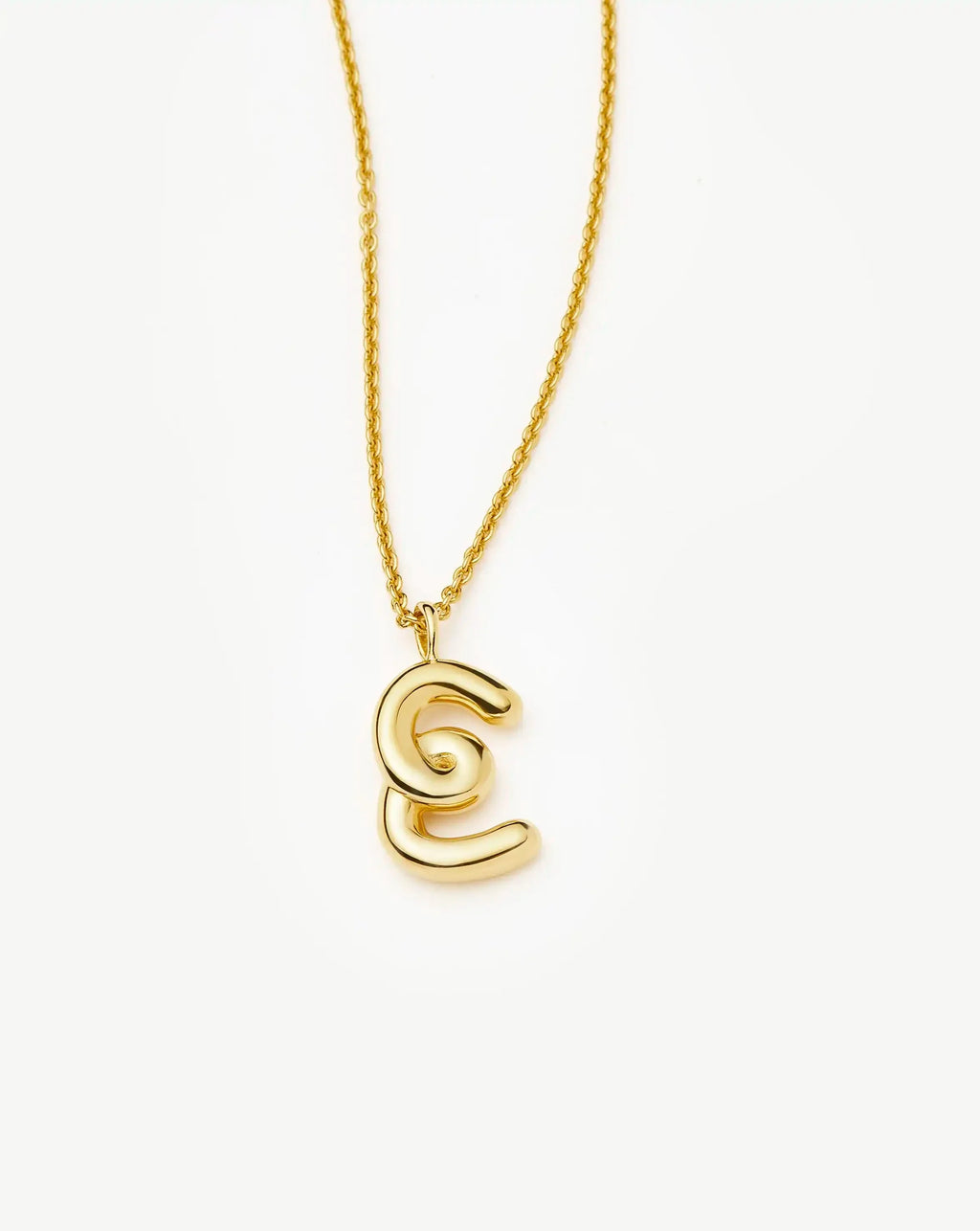 Curly Molten Initial Pendant Necklace - Initial E | 18k Gold Vermeil